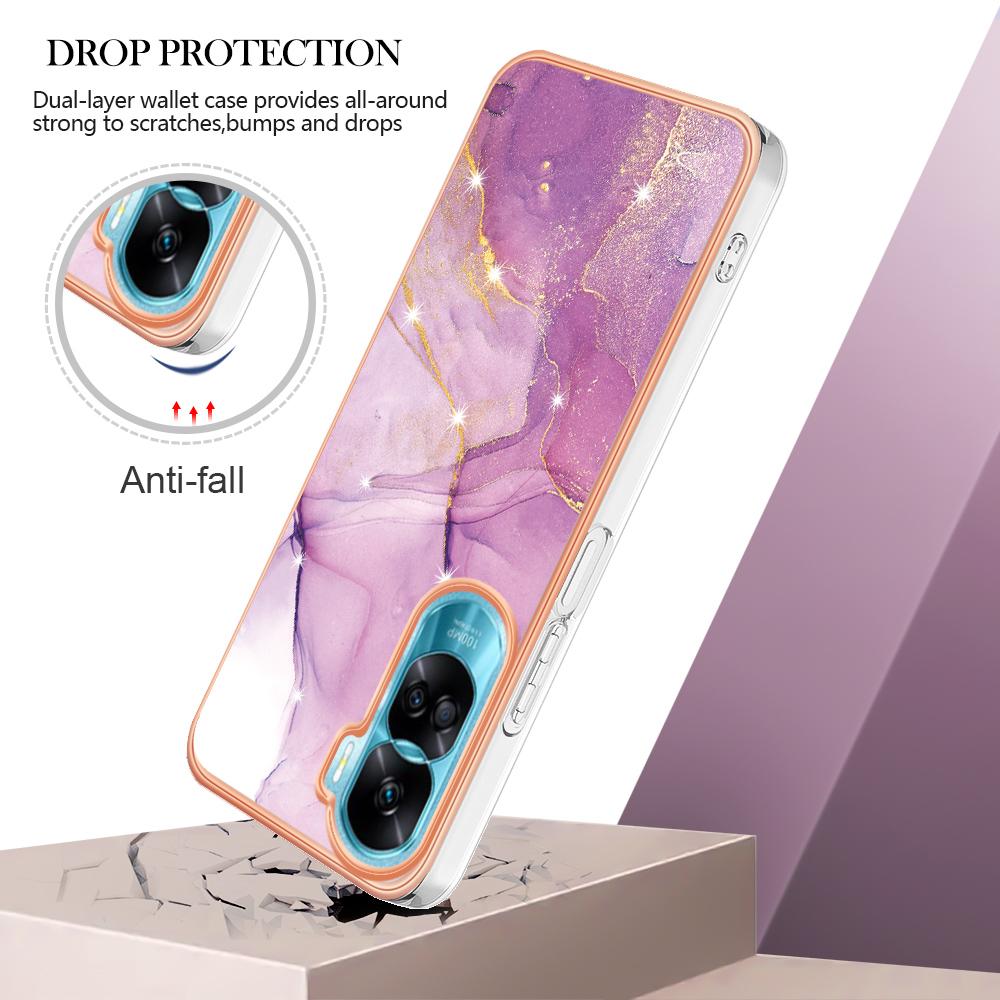 For Honor 90 Lite 5G/X50i 5G TPU Case with IMD Marble Pattern Electroplated Back Cover Purple 001
For Honor 90 Lite 5G/X50i 5G TPU Case with IMD Marble Pattern Electroplated Back Cover Purple 001