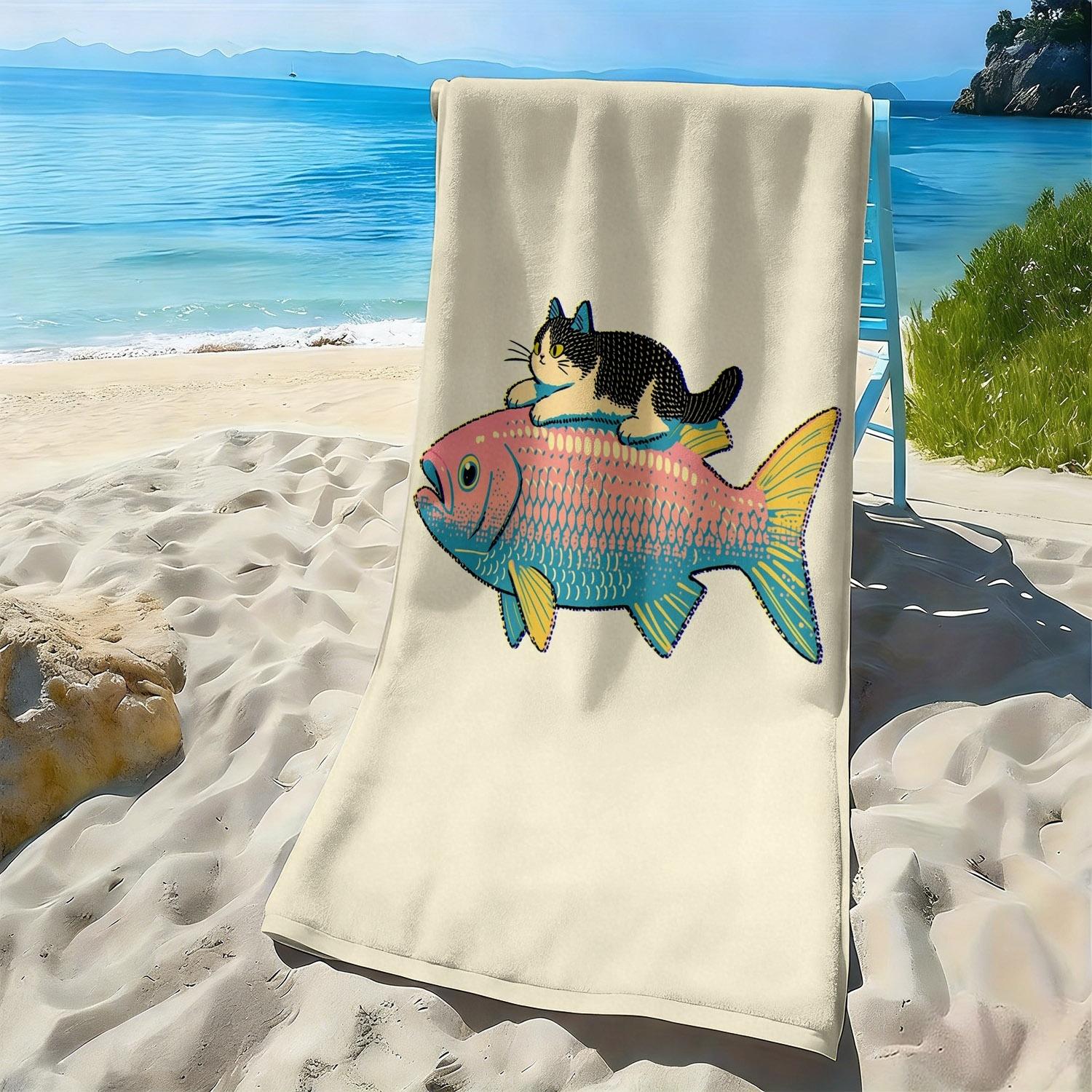 Cute cats and colorful fish patterns polyester microfiber beach towel is highly absorbent, suitable swimming and beach outings W30*H60(CM)
Cute cats and colorful fish patterns polyester microfiber beach towel is highly absorbent, suitable swimming and beach outings W30*H60(CM)