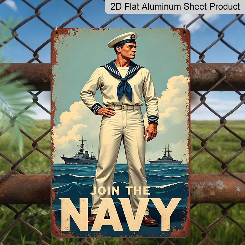 2D Flat, 1pc Nautical Aluminum Plaque - Vintage Sailor & Battleships Naval Theme, Durable Aluminum Wall-Mounted Join The Navy Sign Suitable for 20*30cm
2D Flat, 1pc Nautical Aluminum Plaque - Vintage Sailor & Battleships Naval Theme, Durable Aluminum Wall-Mounted Join The Navy Sign Suitable for 20*30cm