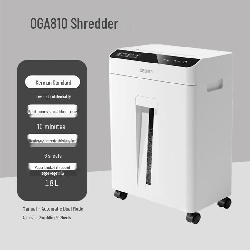 Deli GA810 Level P-5 Micro-Cut Shredder CN plug (adapter included)
Deli GA810 Level P-5 Micro-Cut Shredder CN plug (adapter included)