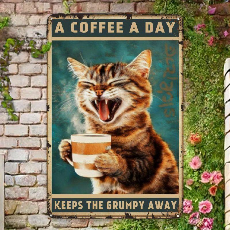 Vintage Cat & Coffee Metal Wall Sign A Coffee A Day Keeps The Away - Rustic Iron Decorative Plaque for Kitchen, Cafe, Home 20x30cm(7.8x11.8inch)
Vintage Cat & Coffee Metal Wall Sign A Coffee A Day Keeps The Away - Rustic Iron Decorative Plaque for Kitchen, Cafe, Home 20x30cm(7.8x11.8inch)