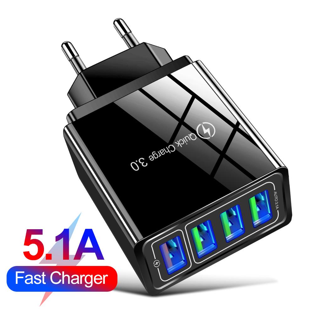 4-Port QC3.0 USB Fast Charger, 5V/6A, EU/US/UK Plug, Colorful Mobile Travel Charger US Black
4-Port QC3.0 USB Fast Charger, 5V/6A, EU/US/UK Plug, Colorful Mobile Travel Charger US Black