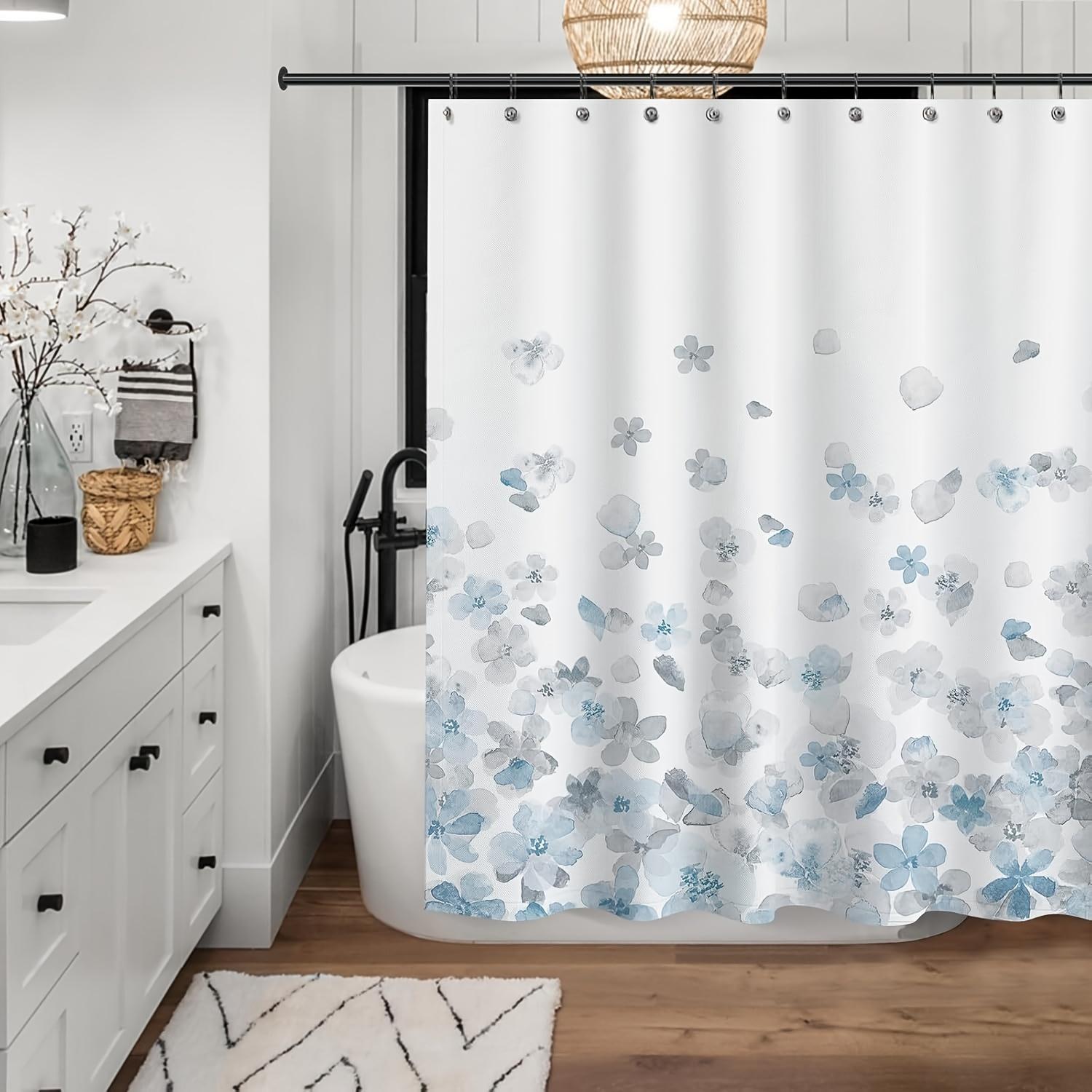 Sunlit Blue & Gray Floral Shower Curtain - Elegant White Background, Polyester with Hooks W90xH180cm
Sunlit Blue & Gray Floral Shower Curtain - Elegant White Background, Polyester with Hooks W90xH180cm