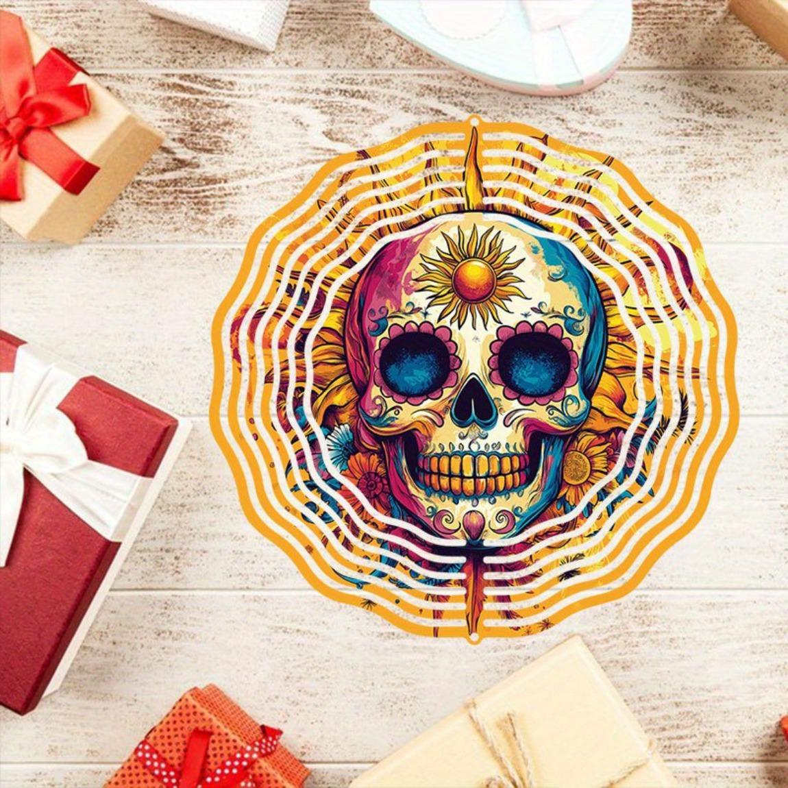 Metal Wind Chime with Vibrant Flame Skull Floral Musical Note Patterns Outdoor Garden Decor for Patio Yard Day of the Dead Halloween
Metal Wind Chime with Vibrant Flame Skull Floral Musical Note Patterns Outdoor Garden Decor for Patio Yard Day of the Dead Halloween