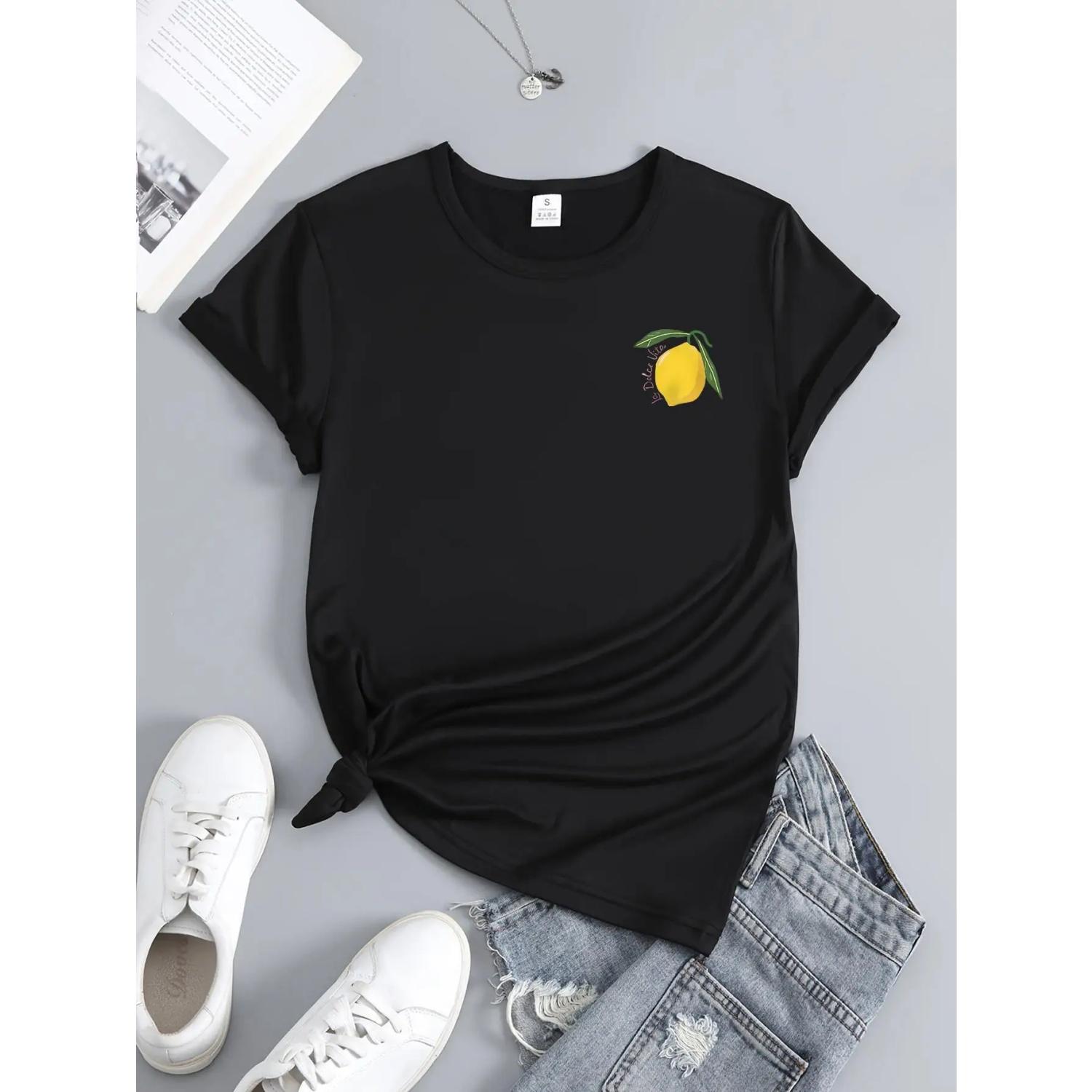Sleeve Crew Neck Top Casual Summer Tee for Casual Attire Women s Soft & Breathable Lemon Print T-Shirt S чёрный
Sleeve Crew Neck Top Casual Summer Tee for Casual Attire Women s Soft & Breathable Lemon Print T-Shirt S чёрный