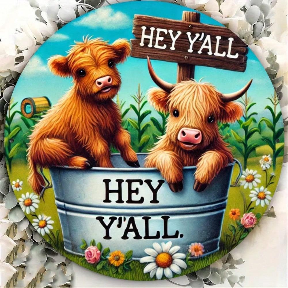 Metal Highland Cow Welcome Sign, Rustic Farmhouse Round Wall Art for Home Garage Garden Decor 20x20 білий
Metal Highland Cow Welcome Sign, Rustic Farmhouse Round Wall Art for Home Garage Garden Decor 20x20 білий