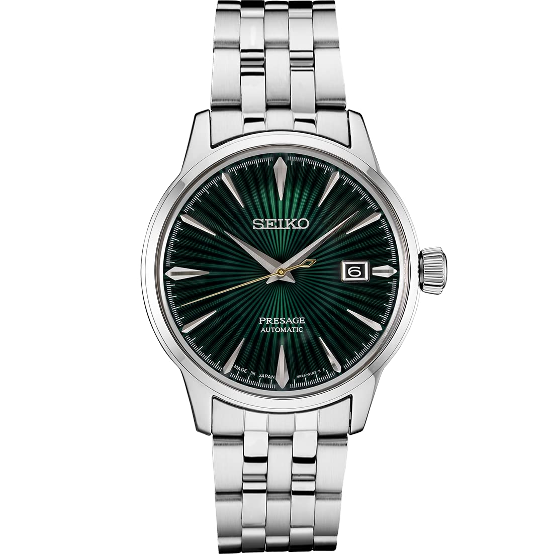 Seiko SRPE15 Automatic Watch for Men - Presage Collection - Jewel Green Patterned Dial with Date Calendar, Gloss Finish - 50M Water Resistant
Seiko SRPE15 Automatic Watch for Men - Presage Collection - Jewel Green Patterned Dial with Date Calendar, Gloss Finish - 50M Water Resistant