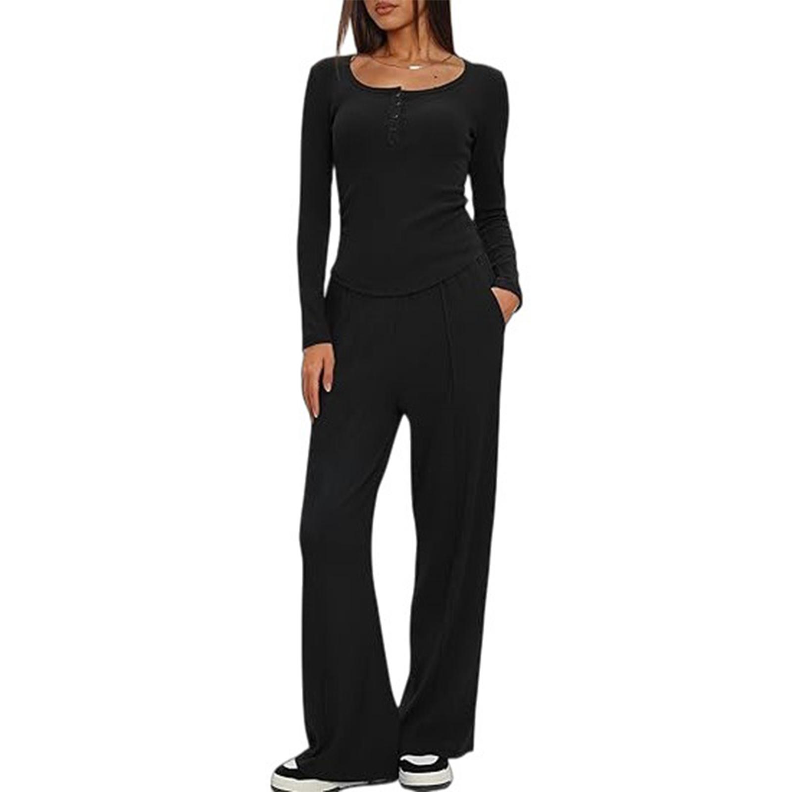 Women s Fashion Crewneck Knitted Button Long-sleeved Pants Set Two-piece Set S чорний
Women s Fashion Crewneck Knitted Button Long-sleeved Pants Set Two-piece Set S чорний