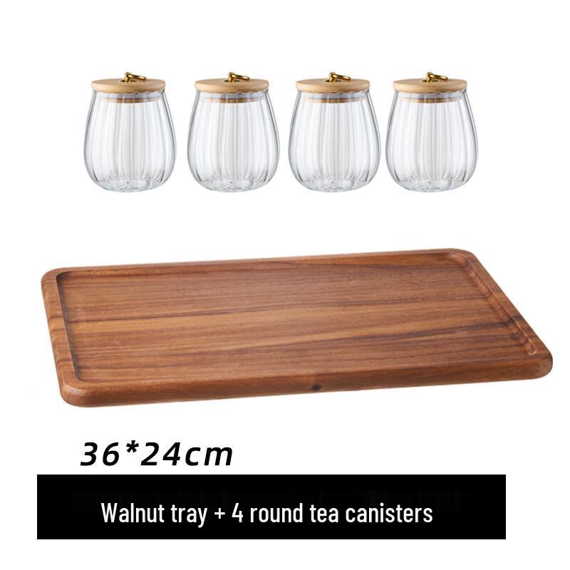 Glass Tea Storage Jar Set with Walnut Tray
Glass Tea Storage Jar Set with Walnut Tray