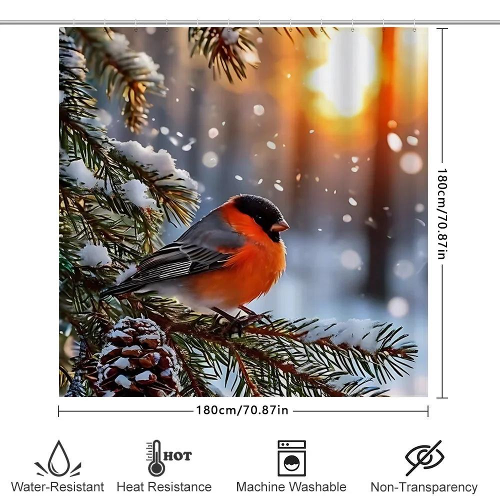 Beautiful Winter Bird Shower Curtain For Home Decoration Vibrant Robin And Snowy Pine Branches Design Waterproof Polyesterfabric W60H190(CM)-1 Pcs
Beautiful Winter Bird Shower Curtain For Home Decoration Vibrant Robin And Snowy Pine Branches Design Waterproof Polyesterfabric W60H190(CM)-1 Pcs