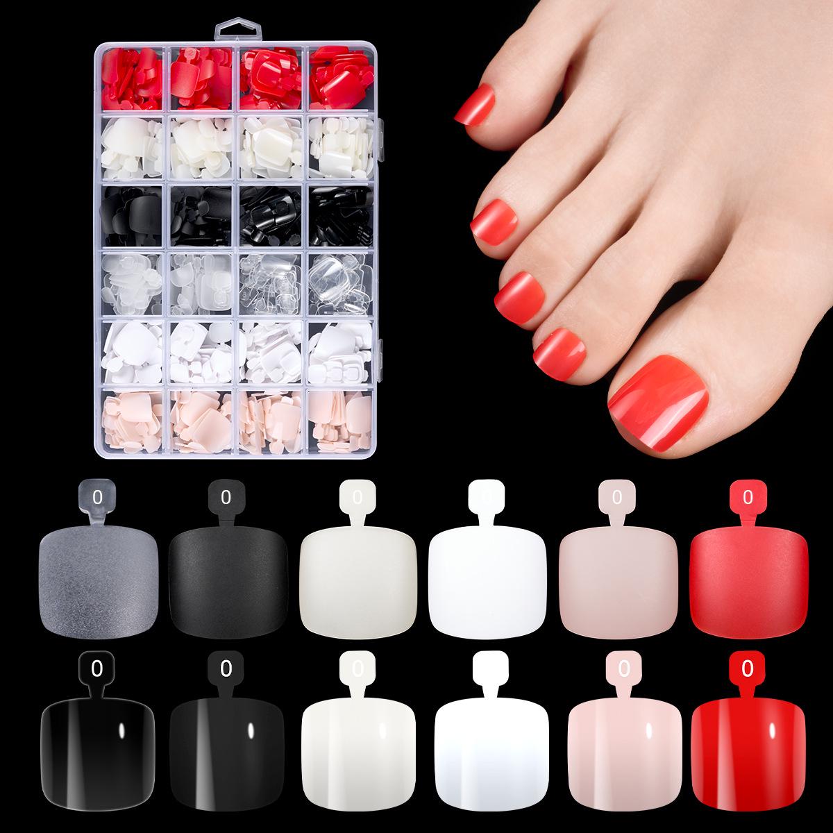 European & American Nail Art: 576-Piece Toenail Tips Mixed Pack, Press-On False Nails in 24 Colors
European & American Nail Art: 576-Piece Toenail Tips Mixed Pack, Press-On False Nails in 24 Colors