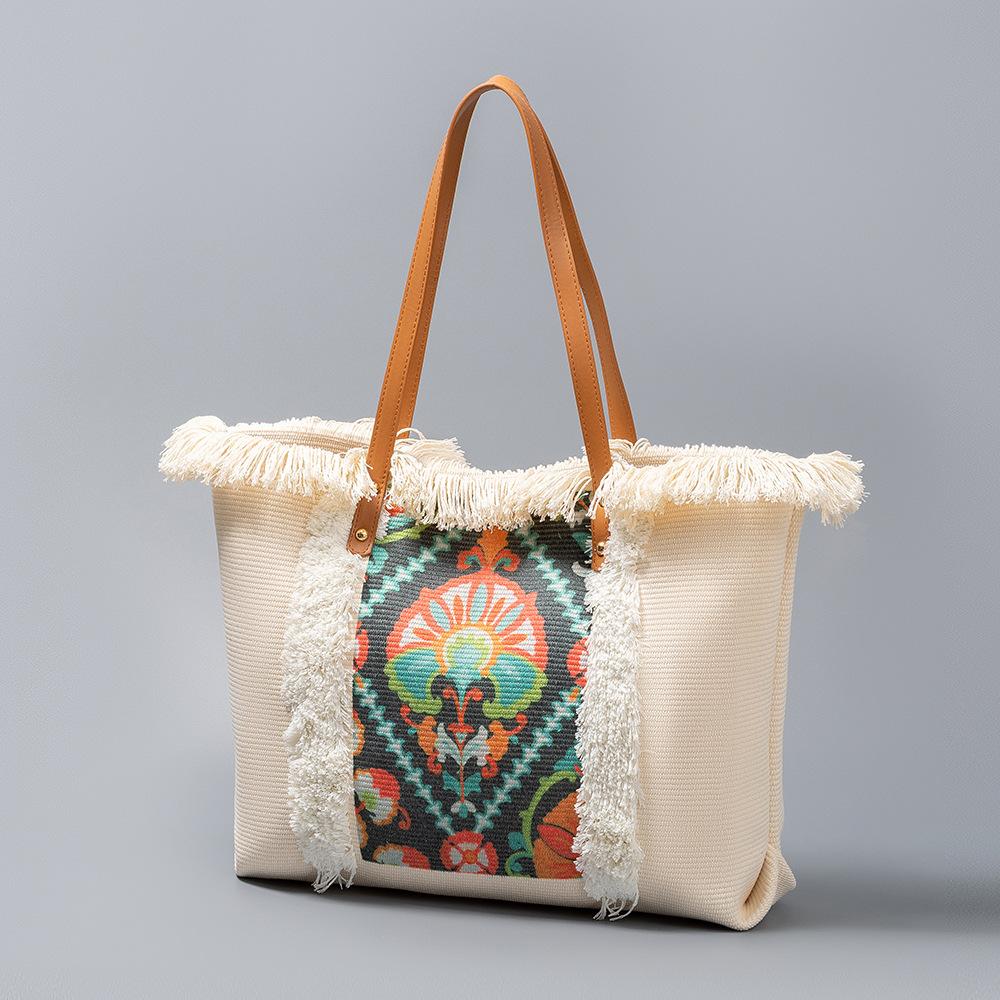 Bohemian Tassel Handbag, Ethnic Canvas Tote Bag for Women, Large Capacity Beach Vacation Shoulder Bag with Flowing Fringe 50 10 35CM
Bohemian Tassel Handbag, Ethnic Canvas Tote Bag for Women, Large Capacity Beach Vacation Shoulder Bag with Flowing Fringe 50 10 35CM