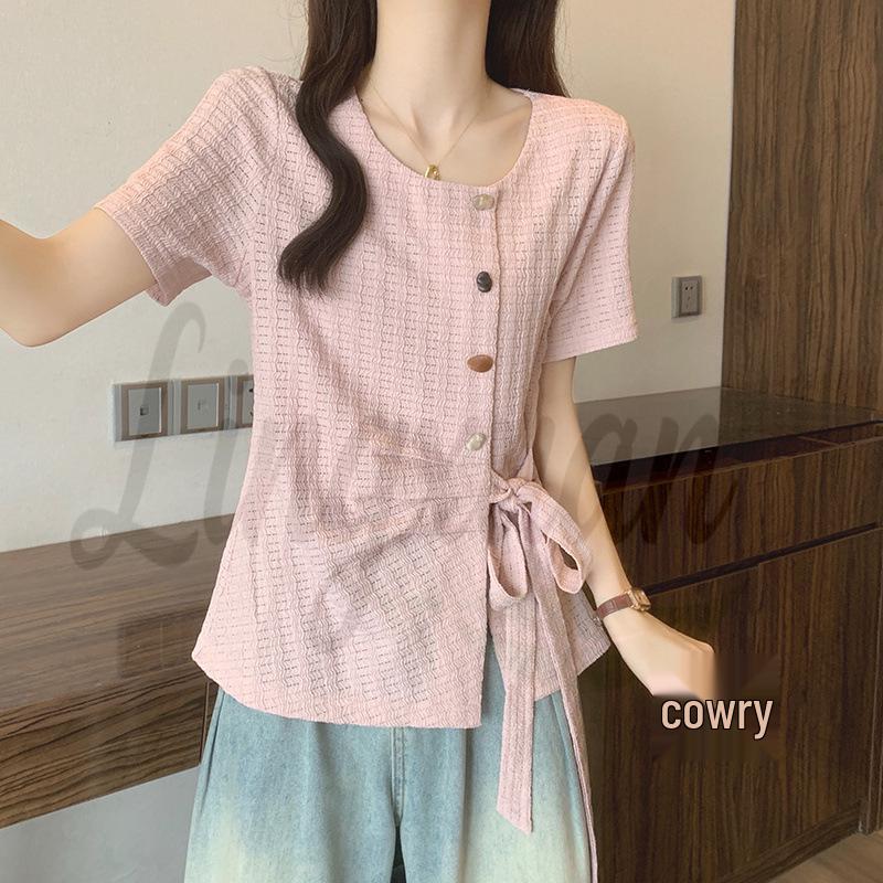 2026 Summer Plus Size Women s Chic Button Round Neck Short Sleeve Top L рожевий
2026 Summer Plus Size Women s Chic Button Round Neck Short Sleeve Top L рожевий