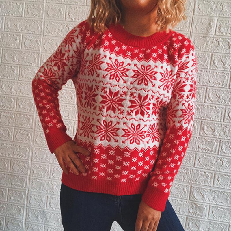 Autumn and winter new casual classic Christmas sweater snowflake long sleeved round neck knitted pullover for women 3498 S
Autumn and winter new casual classic Christmas sweater snowflake long sleeved round neck knitted pullover for women 3498 S