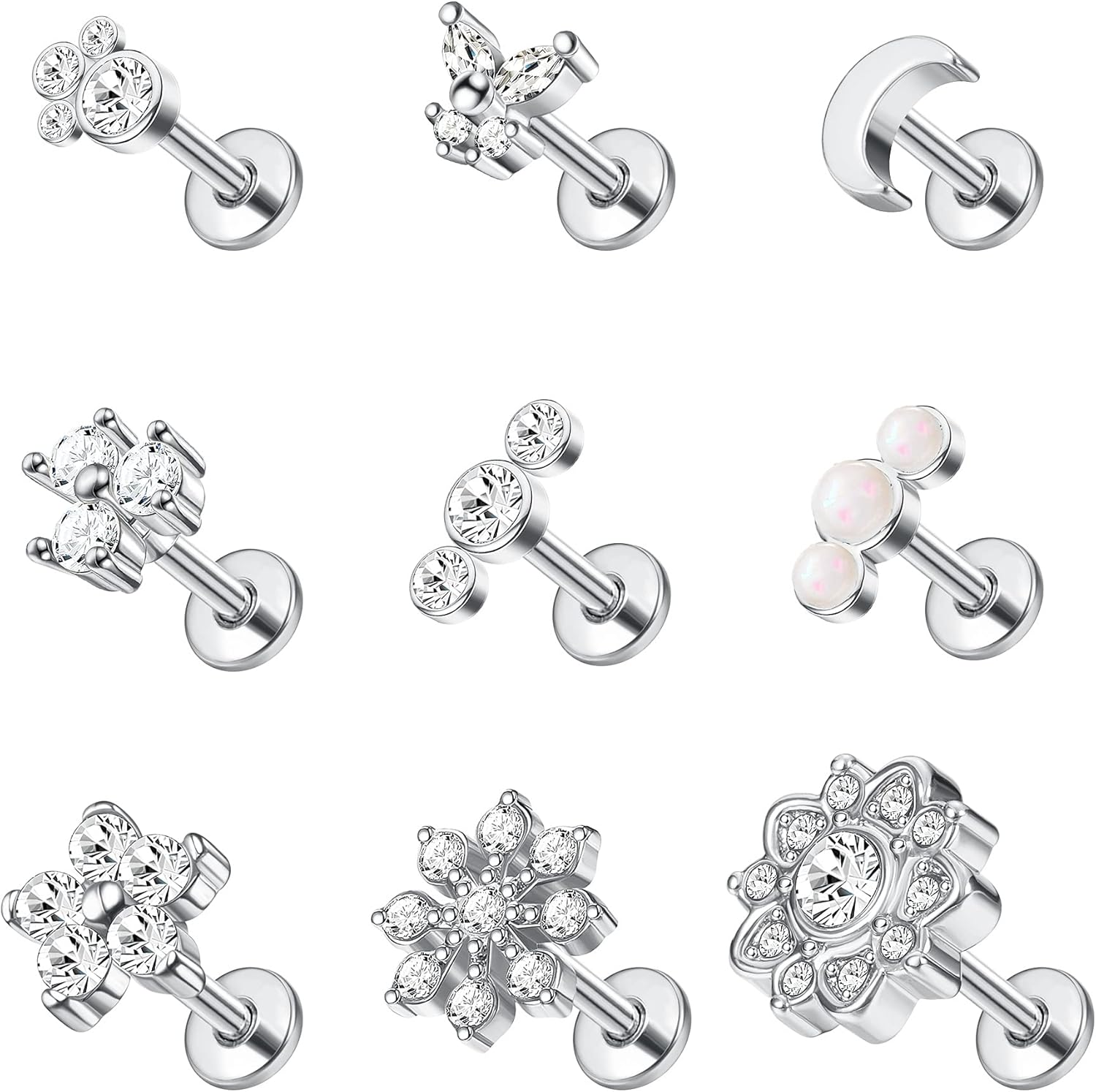 Bobisty 9Pcs 16G Lip Rings Stainless Steel Studs for Women CZ Opal Nose Studs Helix Tragus Stud Earring Medusa Piercing Jewelry Bar Length 6mm
Bobisty 9Pcs 16G Lip Rings Stainless Steel Studs for Women CZ Opal Nose Studs Helix Tragus Stud Earring Medusa Piercing Jewelry Bar Length 6mm