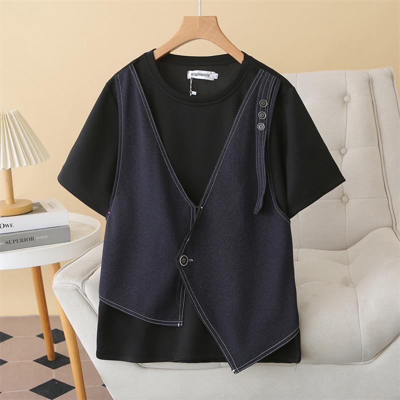 Plus Size Short Sleeve Layered Denim Look T-shirt for Summer 2026 3XL чёрный
Plus Size Short Sleeve Layered Denim Look T-shirt for Summer 2026 3XL чёрный