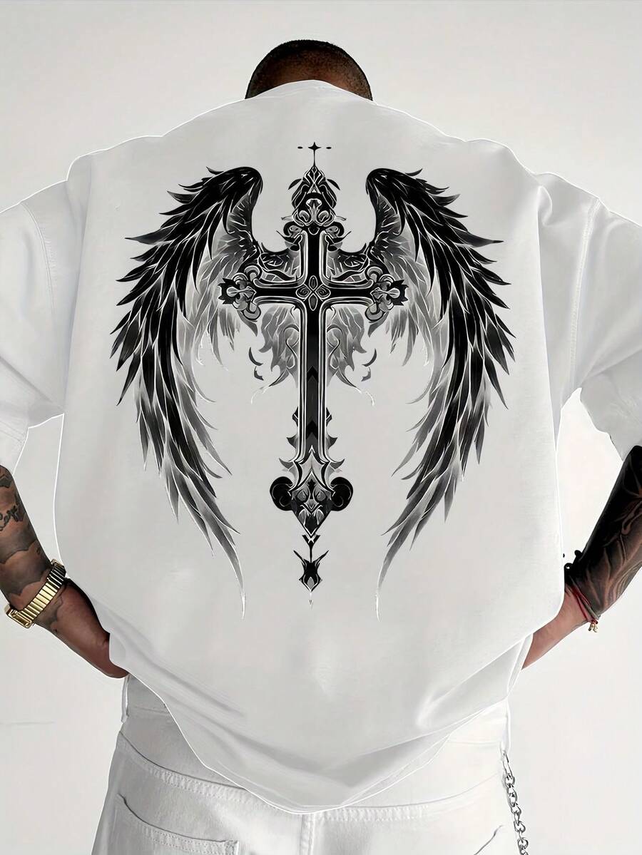 Fashionable Men s Personality White Round Collar Short-Sved T-Shirt With Cross Wing Pattern Print 5XL різнокольоровий
Fashionable Men s Personality White Round Collar Short-Sved T-Shirt With Cross Wing Pattern Print 5XL різнокольоровий