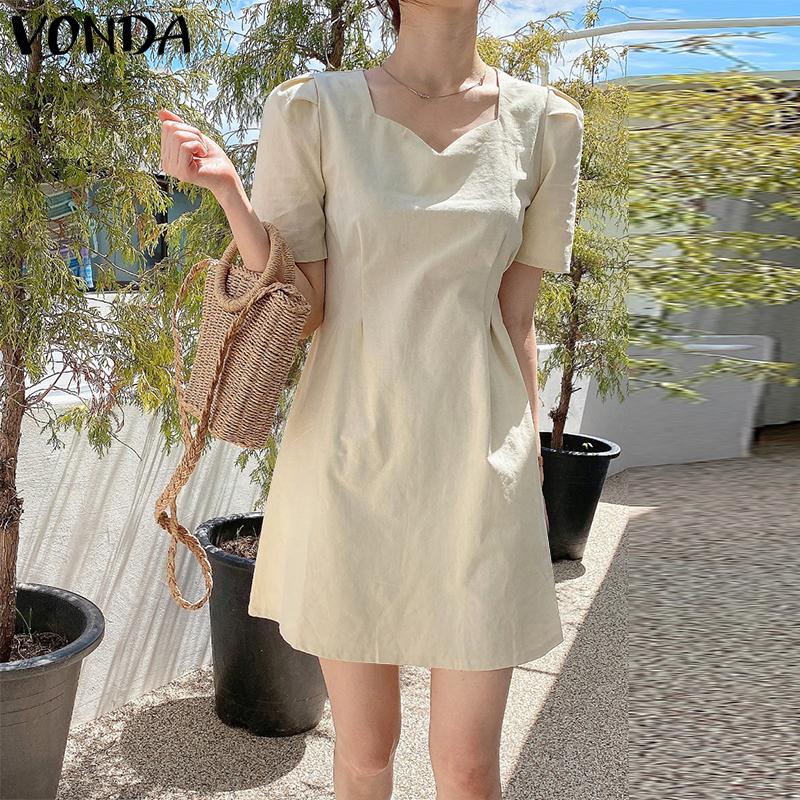 VONDA Летнее женское простое короткое платье с V-образным вырезом и короткими рукавами
VONDA Летнее женское простое короткое платье с V-образным вырезом и короткими рукавами