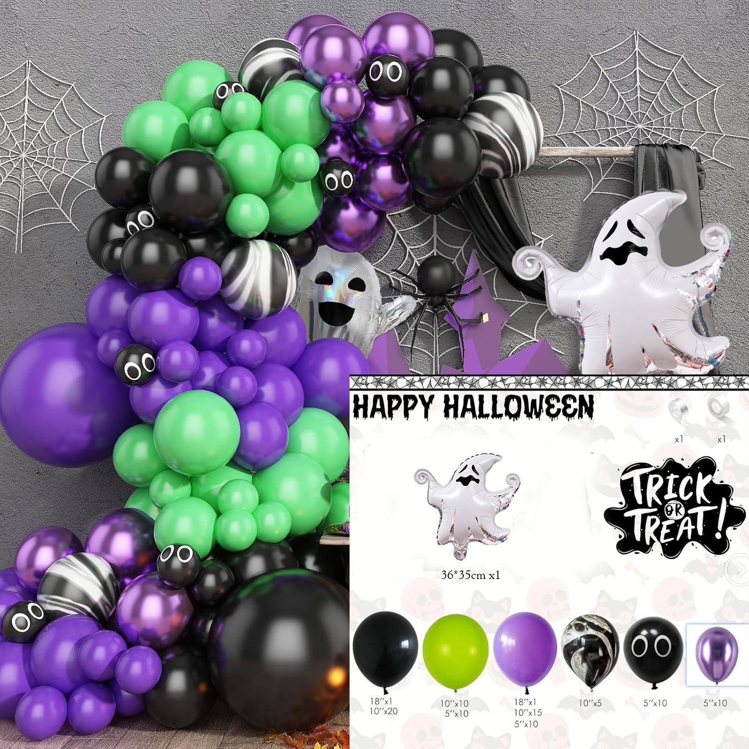 Набор Арок из Воздушных Шаров на Хэллоуин Привидение Алюминиевая Фольга Воздушный Шар Венок Украшения для Вечеринки Воздушный Шар Halloween 95pcs set