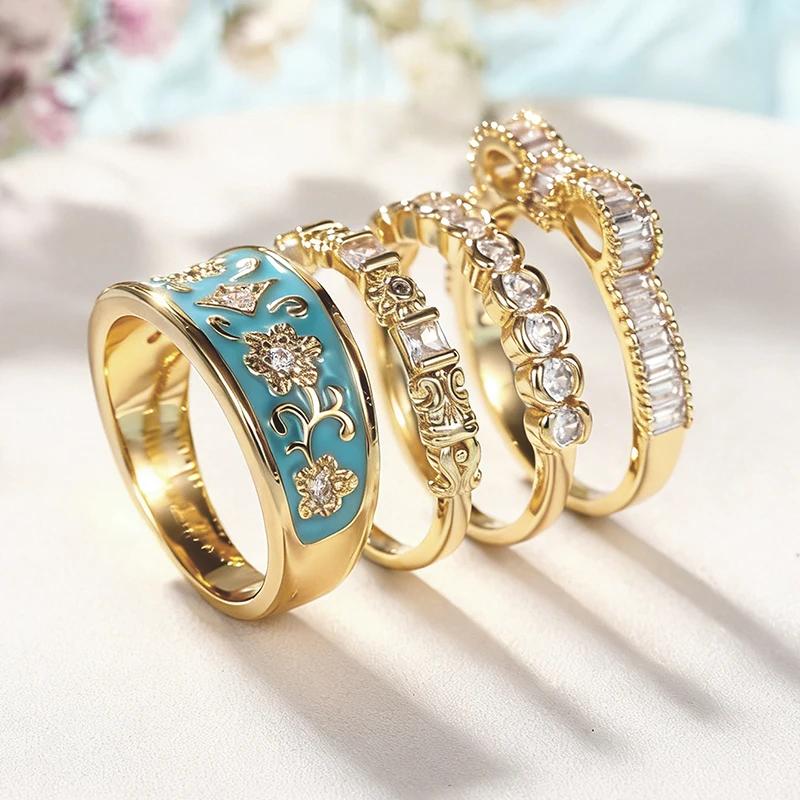 Huitan Bright Novel 4Pc/Set Ring for Holidays Charming Bohemia Style Women Party Finger Accessory Exquisite Stylish Chic Zircon 6
Huitan Bright Novel 4Pc/Set Ring for Holidays Charming Bohemia Style Women Party Finger Accessory Exquisite Stylish Chic Zircon 6