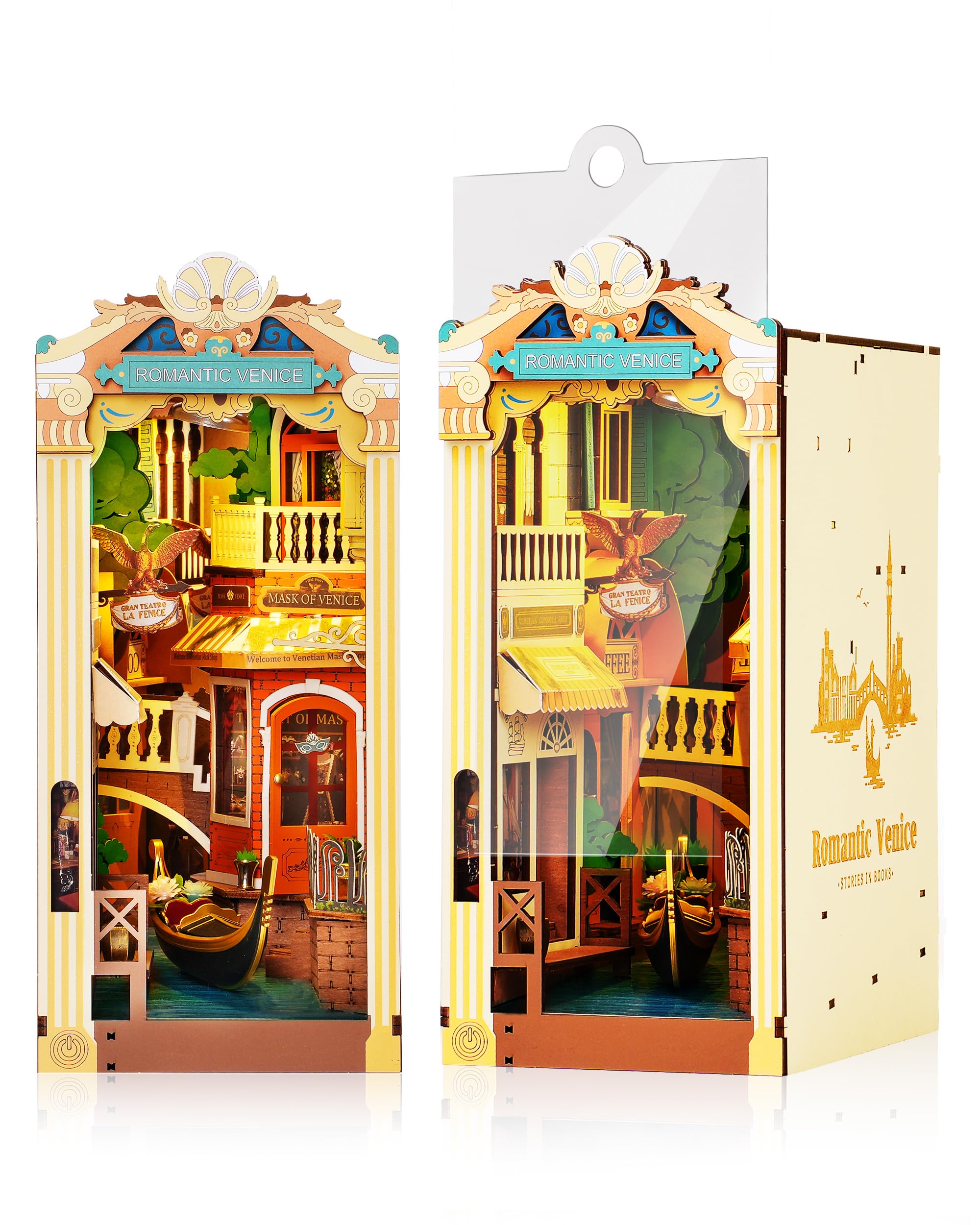 Rolife DIY Book Nook Romantic Venice 3D Puzzle Miniature House Kit Bookend Bookstand LED Book shelf Decoration with Dust Plate Handmade Kit Assembly 
Rolife DIY Book Nook Romantic Venice 3D Puzzle Miniature House Kit Bookend Bookstand LED Book shelf Decoration with Dust Plate Handmade Kit Assembly
