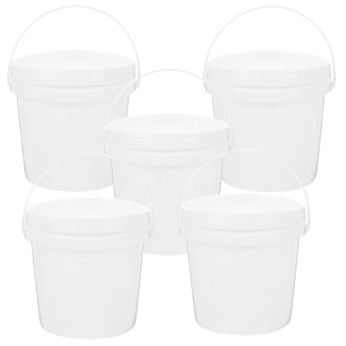 Luxshiny 5-Piece Empty Gallon Bucket, Food Storage Bucket with Lid, Heavy Duty Water Bucket with Handle, Milk Bucket for Farm Use (2L)
Luxshiny 5-Piece Empty Gallon Bucket, Food Storage Bucket with Lid, Heavy Duty Water Bucket with Handle, Milk Bucket for Farm Use (2L)