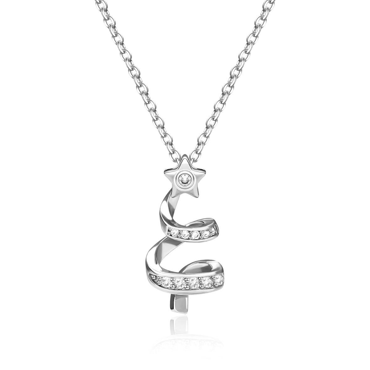 S925 Sterling Silver Spiral Christmas Tree Necklace for Women - Elegant Light Luxury Clavicle Chain Design 925 Silver
S925 Sterling Silver Spiral Christmas Tree Necklace for Women - Elegant Light Luxury Clavicle Chain Design 925 Silver