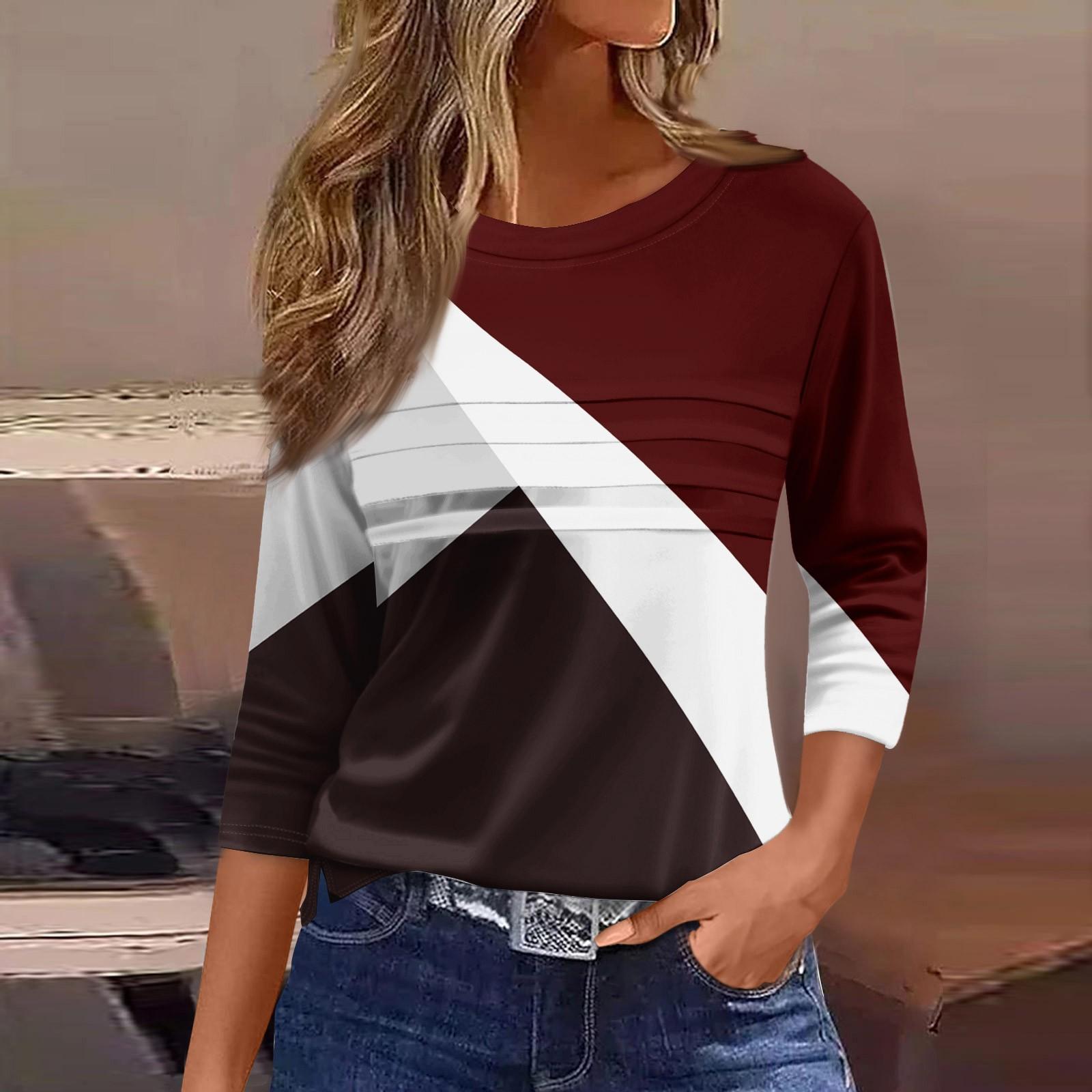 Женская мода повседневный свободный топ с рукавом 3/4 в полоску с круглым вырезом XL винный
Женская мода повседневный свободный топ с рукавом 3/4 в полоску с круглым вырезом XL винный