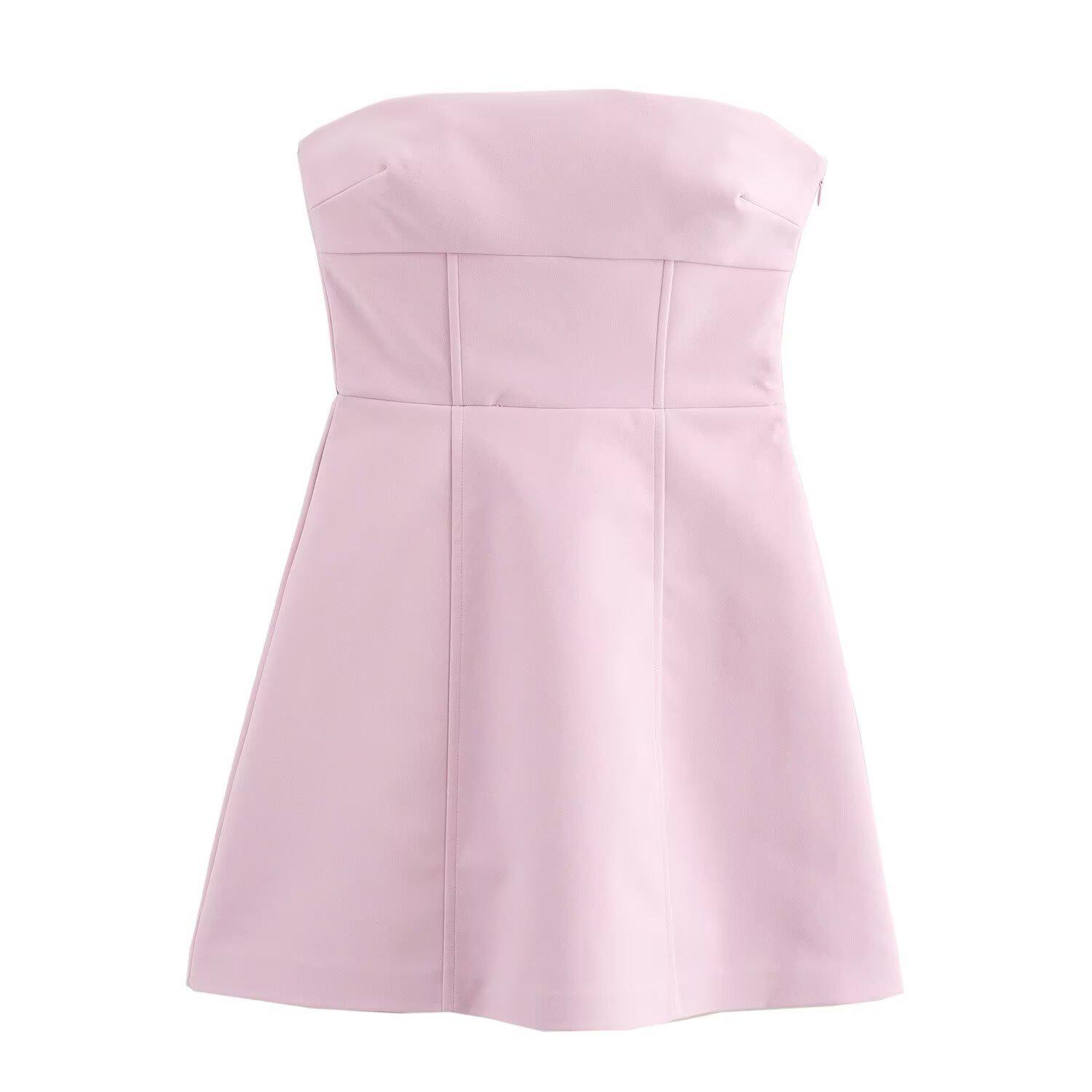 Элегантное платье-труба с бантом сзади: Осенняя коллекция 2024 года для женщин Европы и Америки. L розовый