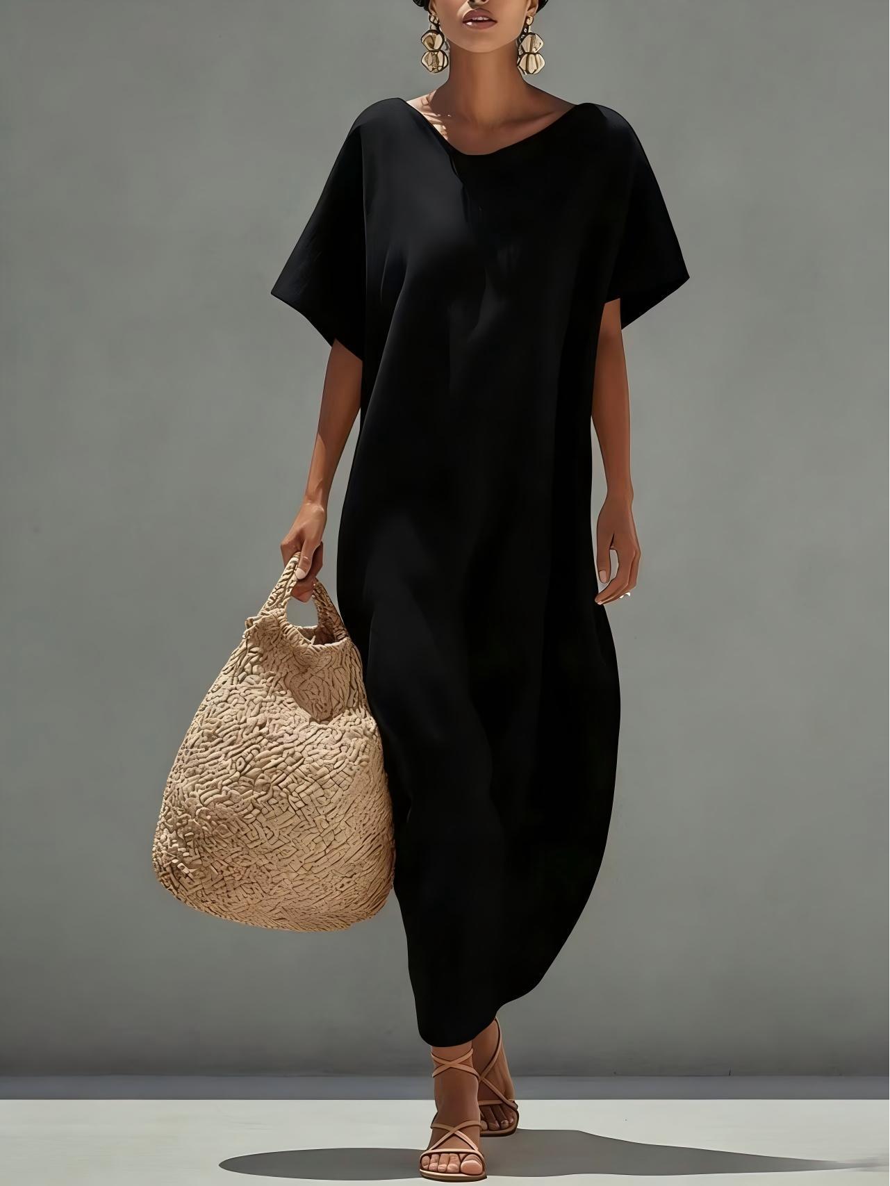 Women s Spring/Summer Casual Solid Color Short Sleeve Dress XS чорний
Women s Spring/Summer Casual Solid Color Short Sleeve Dress XS чорний