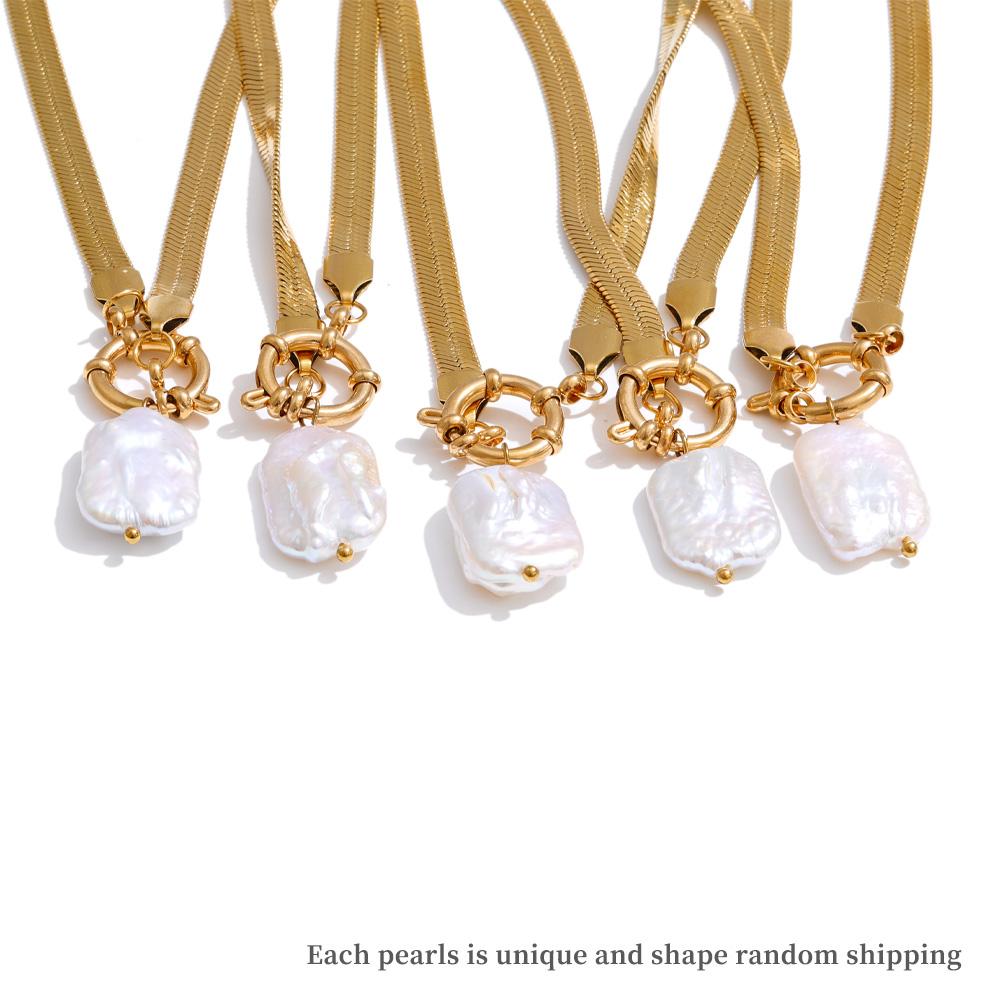 Yhpup Luxury Baroque Natural Pearl Square Pendant Necklace Stainless Steel Snake Chain Collar Fashion Jewelry Gift Classic Style
Yhpup Luxury Baroque Natural Pearl Square Pendant Necklace Stainless Steel Snake Chain Collar Fashion Jewelry Gift Classic Style