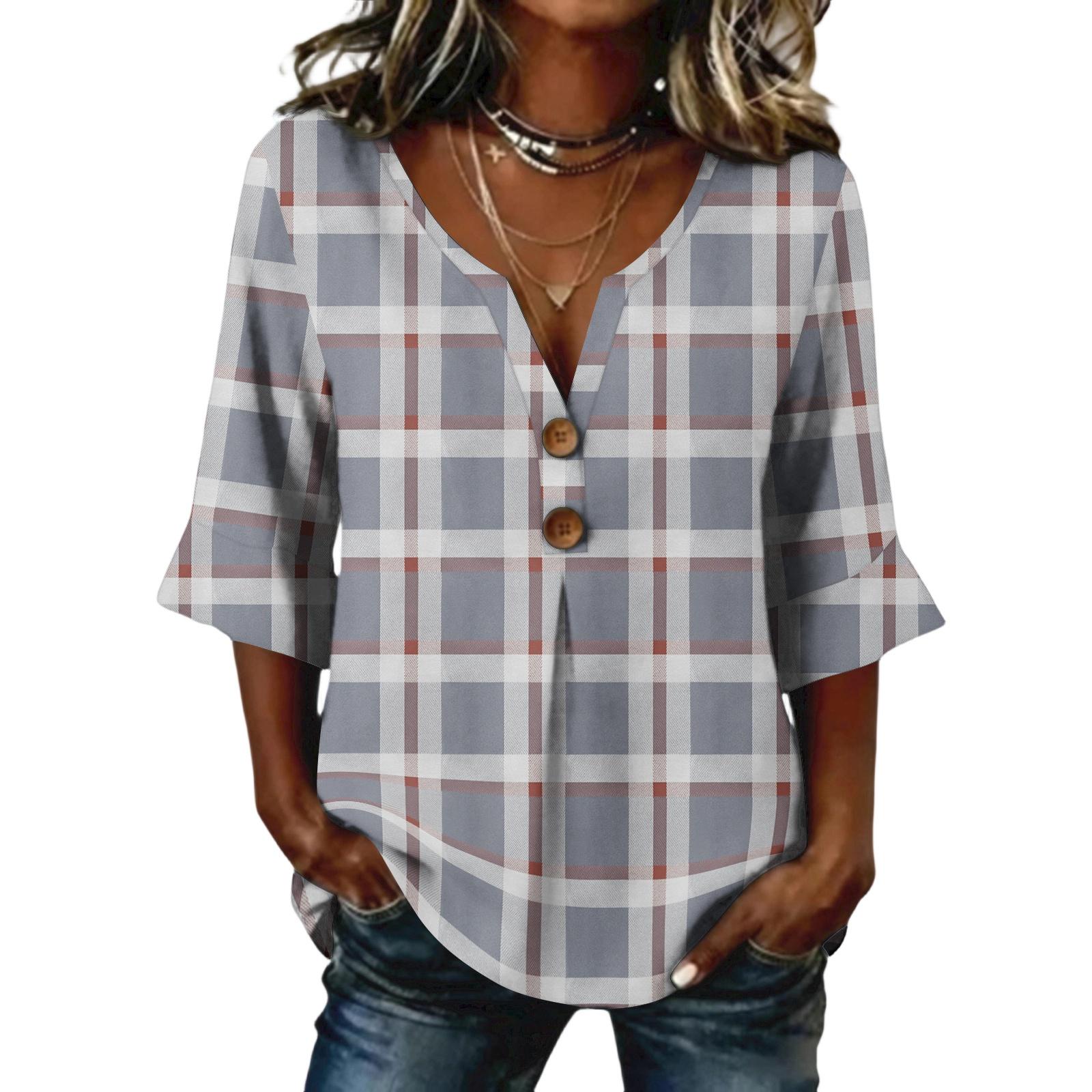 Long Sleeve Shirts for Women Casual Plaid V Neck Womens Long Sleeve Tops with Button Long Sleeve Tops for Women XL
Long Sleeve Shirts for Women Casual Plaid V Neck Womens Long Sleeve Tops with Button Long Sleeve Tops for Women XL