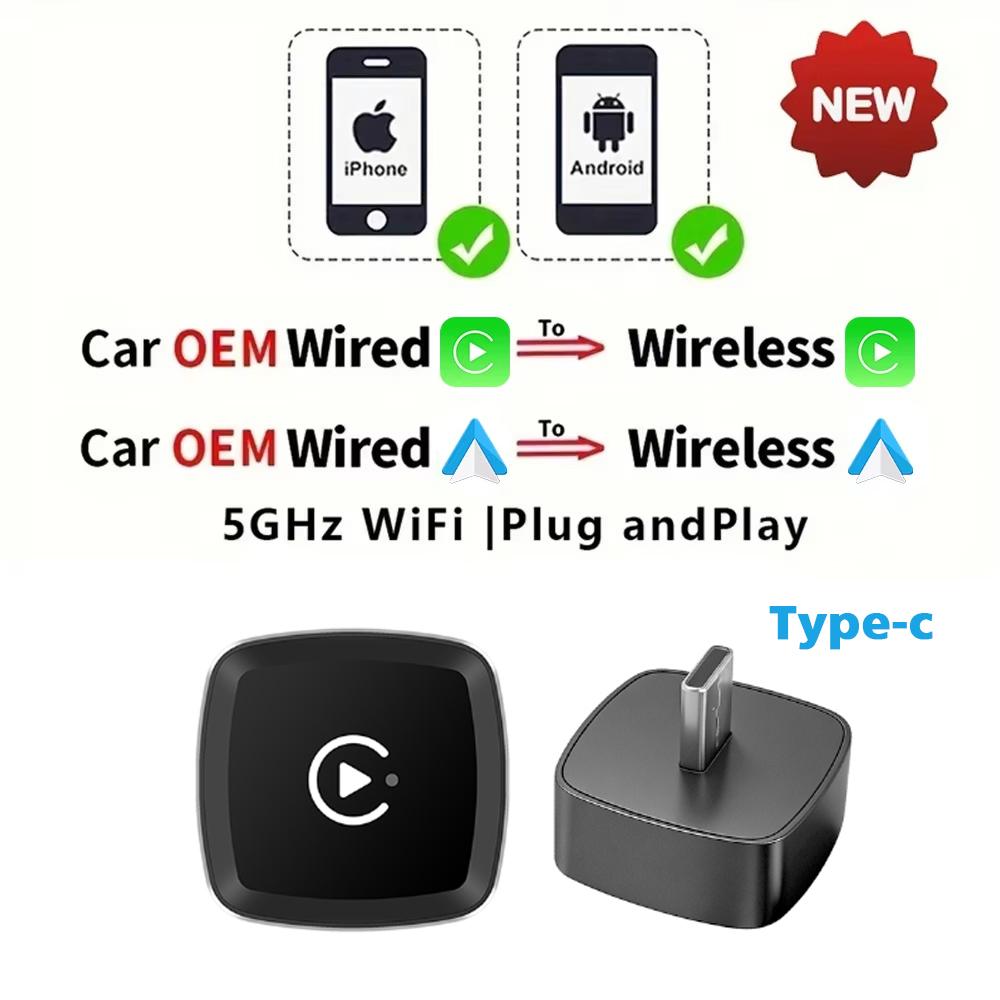 Type-c Wireless CarPlay Adapter Android Smart Dongle for Factory Type-c Wired 2 in 1 Wireless CarPlay & Android Auto Adapter Mini Box Type-c
Type-c Wireless CarPlay Adapter Android Smart Dongle for Factory Type-c Wired 2 in 1 Wireless CarPlay & Android Auto Adapter Mini Box Type-c