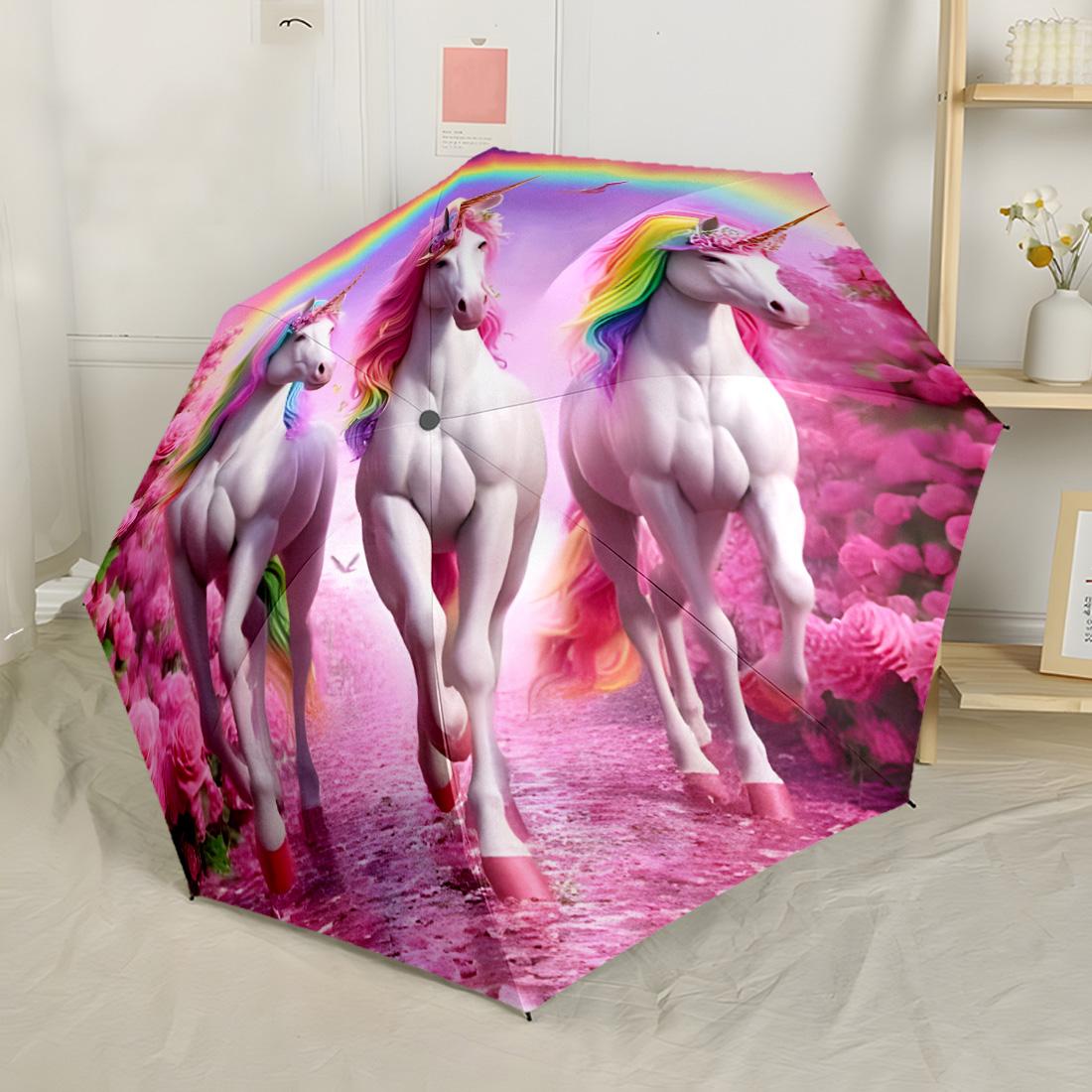 Unicorn Fantasy Floral Scene Portable Automatic Umbrella Sturdy 8-Rib Shaft Lightweight Perfect for Outdoor Adventures Fashionable
Unicorn Fantasy Floral Scene Portable Automatic Umbrella Sturdy 8-Rib Shaft Lightweight Perfect for Outdoor Adventures Fashionable