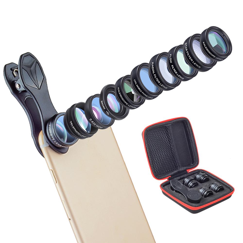 10-in-1 Mobile Camera Lens Set: Wide-Angle, Macro, Fisheye, Polarizer, Teleconverter, Star Filter
10-in-1 Mobile Camera Lens Set: Wide-Angle, Macro, Fisheye, Polarizer, Teleconverter, Star Filter
