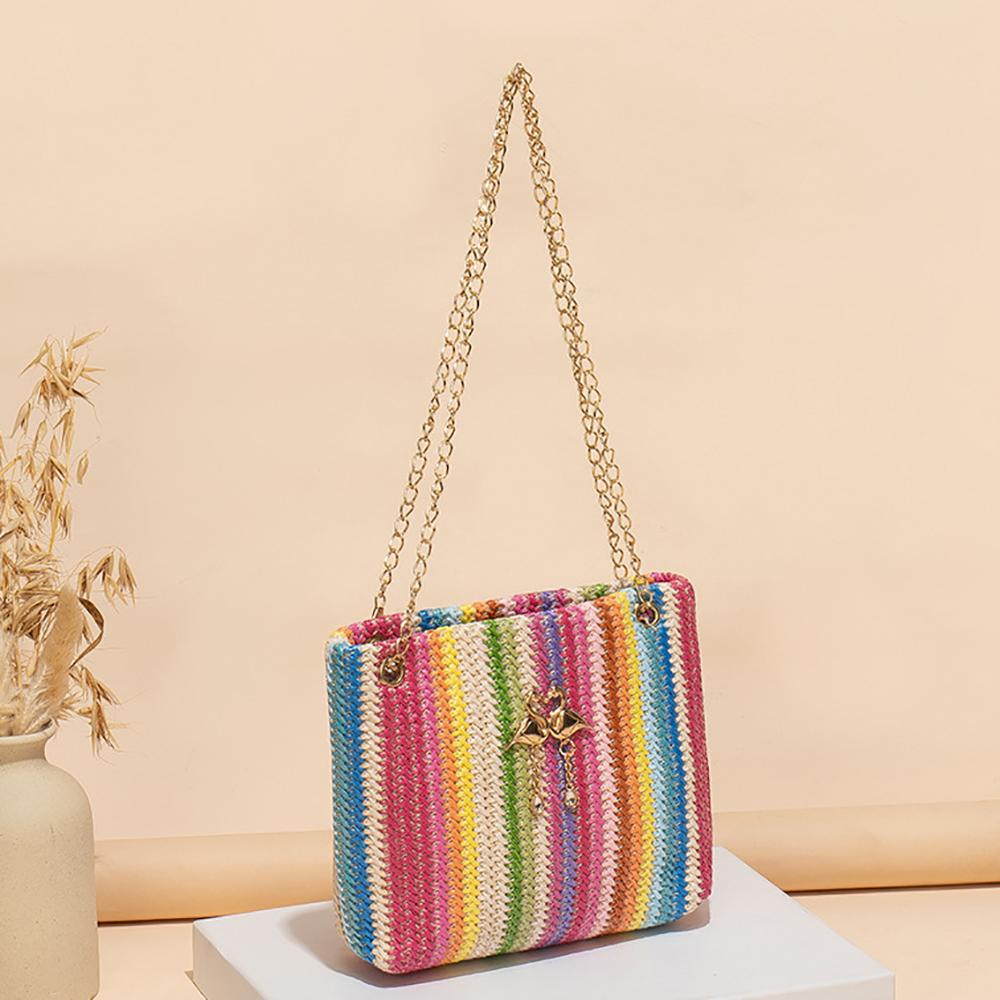 Rainbow woven handbag, Rainbow chain double swan exquisite shoulder bag, simple comparison swan decoration handbag.zwq
Rainbow woven handbag, Rainbow chain double swan exquisite shoulder bag, simple comparison swan decoration handbag.zwq