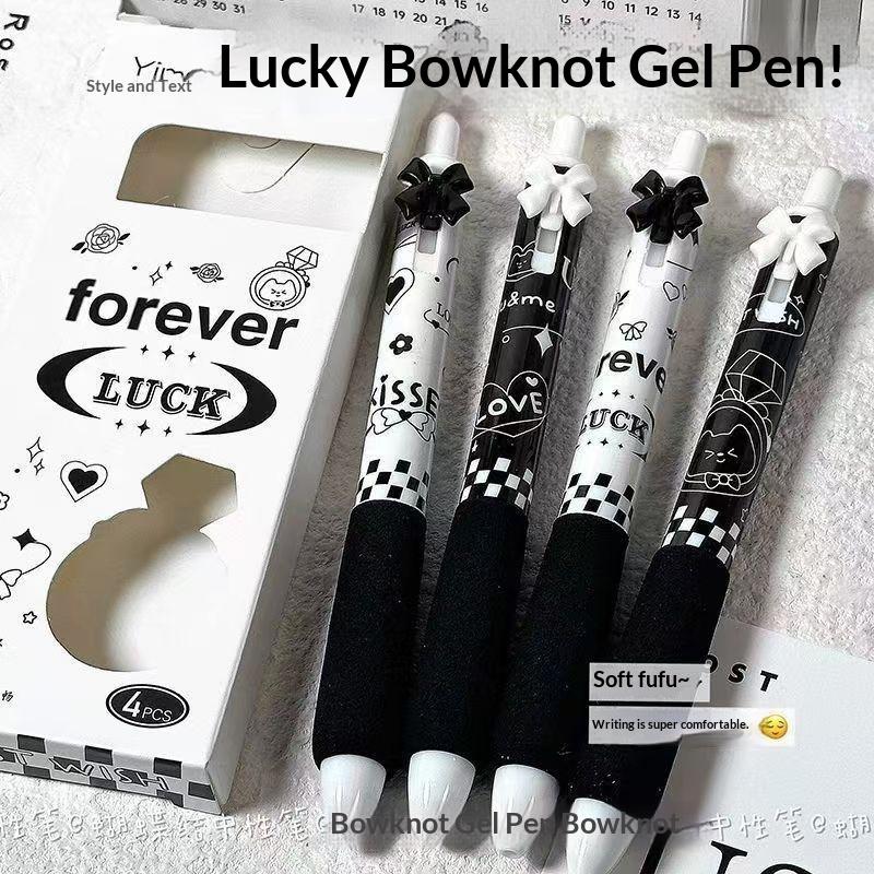 4 Pcs Black And White Bow Press Pen Soft Grip Super High Value 0.5Mm Brush Question Quick Drying Press Cartoon Neutral Pen A4
4 Pcs Black And White Bow Press Pen Soft Grip Super High Value 0.5Mm Brush Question Quick Drying Press Cartoon Neutral Pen A4