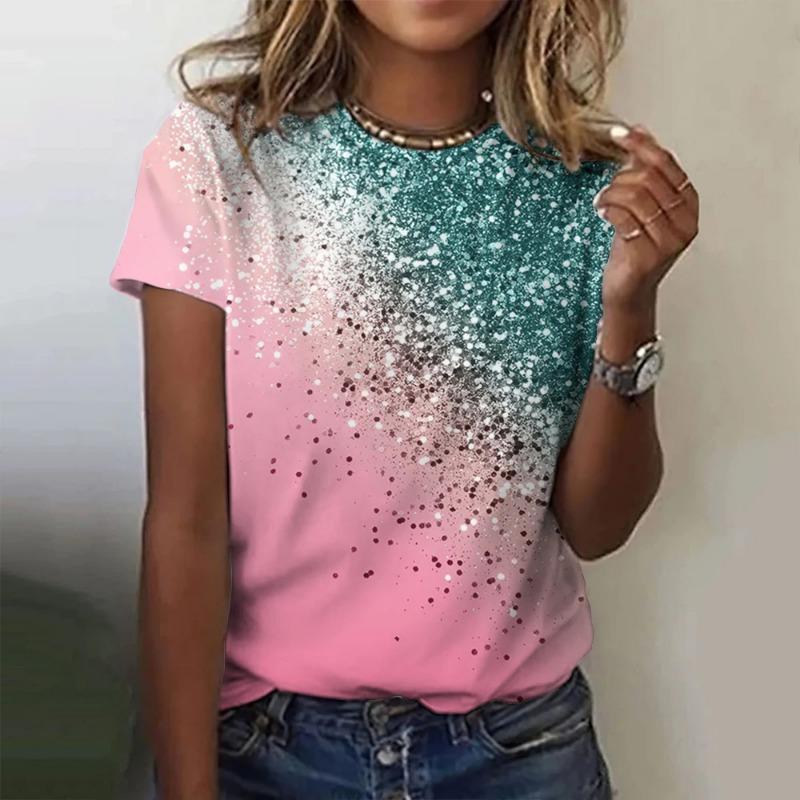 Летняя женская красочная футболка с модным набивным рисунком, круглым вырезом, коротким рукавом, свободная удобная верхняя одежда, женская футболка XL
Летняя женская красочная футболка с модным набивным рисунком, круглым вырезом, коротким рукавом, свободная удобная верхняя одежда, женская футболка XL