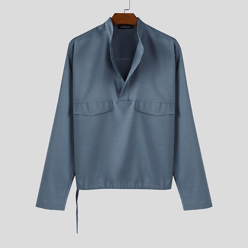 INCERUN Men Stand Neck Long Sleeve Solid Color Casual Loose Shirts Tops 5XL синий
INCERUN Men Stand Neck Long Sleeve Solid Color Casual Loose Shirts Tops 5XL синий