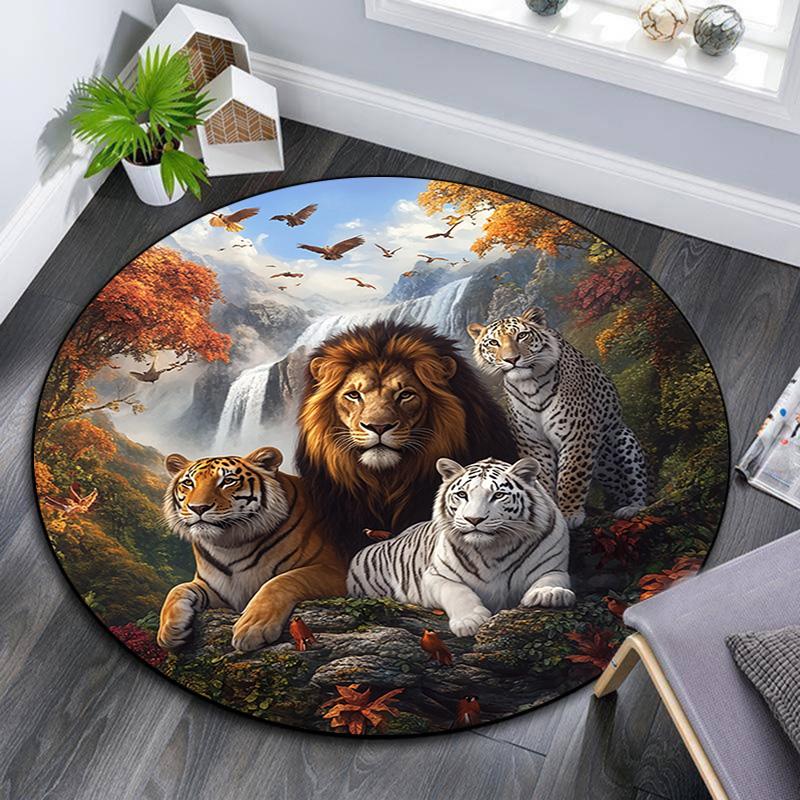 Lion Tiger Round Area Rug,Carpet Rug for Living Room Bedroom Sofa Playroom Decor,Non-slip Floor Mat 80cmx80cm
Lion Tiger Round Area Rug,Carpet Rug for Living Room Bedroom Sofa Playroom Decor,Non-slip Floor Mat 80cmx80cm