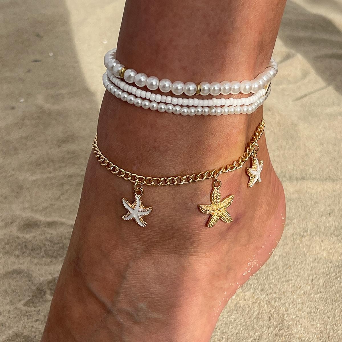 Accessories, temperament love imitation pearl feet, beach ocean wind starfish pendant multi-layer anklet women
Accessories, temperament love imitation pearl feet, beach ocean wind starfish pendant multi-layer anklet women