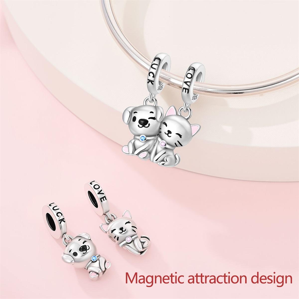 Charm 925 Silver Cat and Dog Combination Magnetic Pendant Beads Fit Bracelet Jewelry Making Party Gift Diy Accessory
Charm 925 Silver Cat and Dog Combination Magnetic Pendant Beads Fit Bracelet Jewelry Making Party Gift Diy Accessory