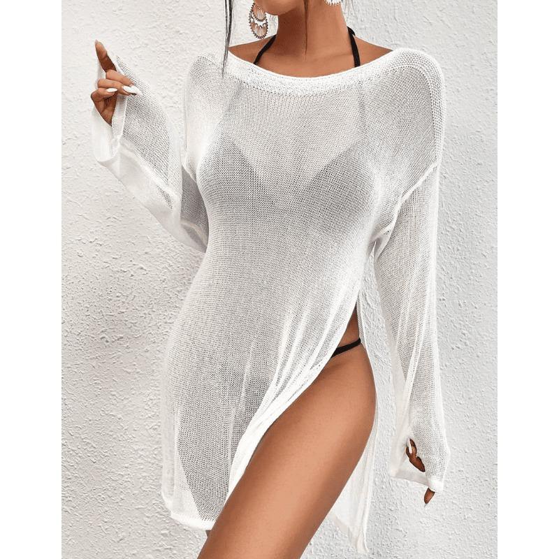 Новый вязаный сбоку с разрезами свободный пляжный топ-смок с вырезом под горло и длинными рукавами для женщин S белый
Новый вязаный сбоку с разрезами свободный пляжный топ-смок с вырезом под горло и длинными рукавами для женщин S белый