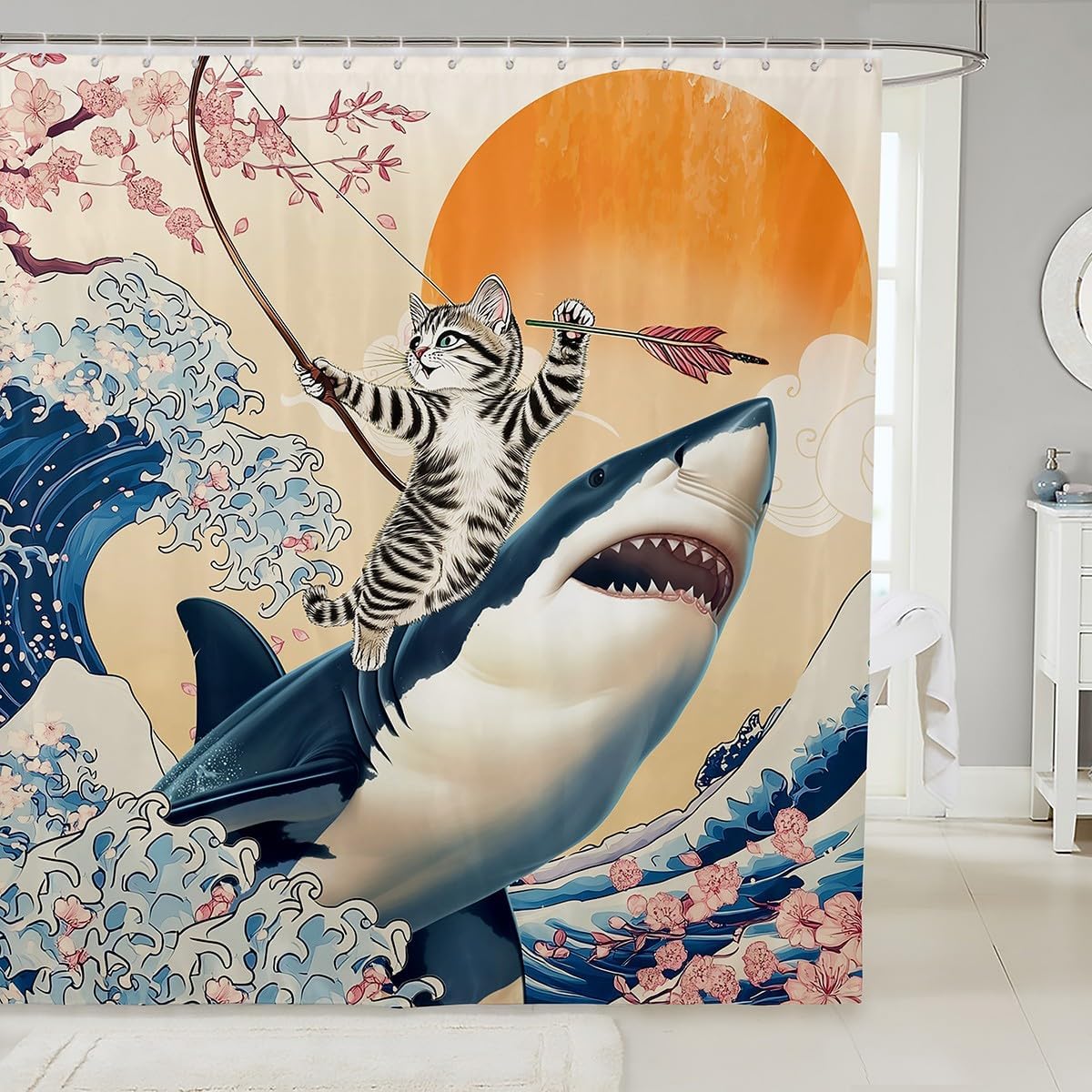 Japanese Style Shower Curtain Fun Cat Octopus Bathroom Curtain For Kids Children, Sea Ocean Wave Bath Curtain Kitten Squid W60H190(CM)-1 Pcs
Japanese Style Shower Curtain Fun Cat Octopus Bathroom Curtain For Kids Children, Sea Ocean Wave Bath Curtain Kitten Squid W60H190(CM)-1 Pcs