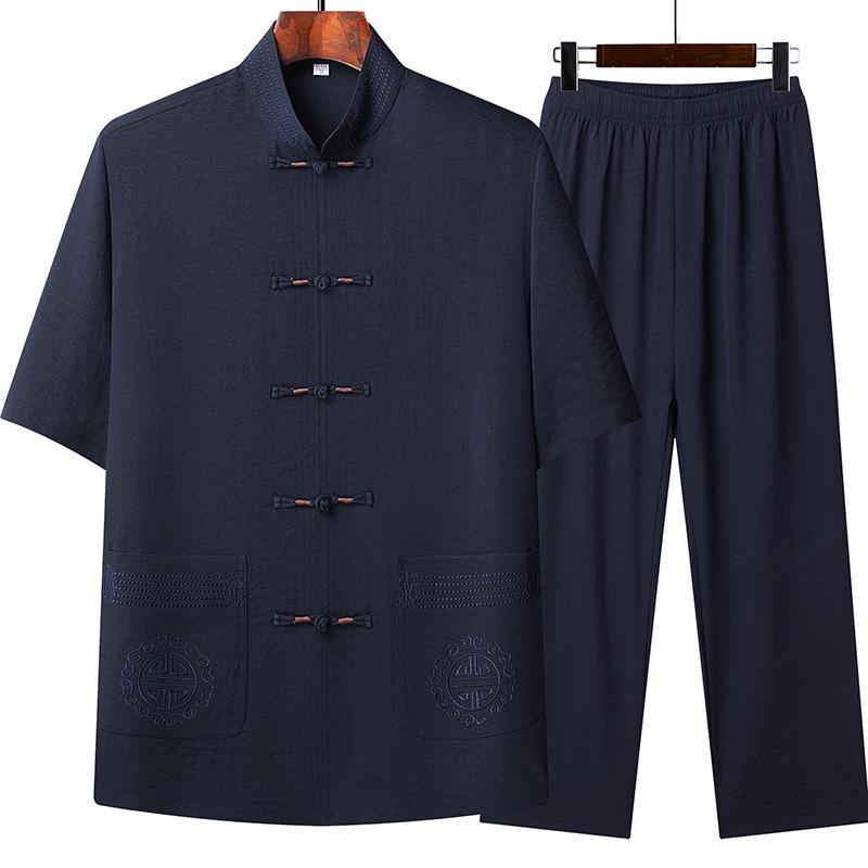 Breathable Summer Tang Suit Short Sleeve Set for Middle-aged & Elderly Men - Chinese Style Two-Piece with Frog Button 42 (68-77 kg) темно-синий
Breathable Summer Tang Suit Short Sleeve Set for Middle-aged & Elderly Men - Chinese Style Two-Piece with Frog Button 42 (68-77 kg) темно-синий