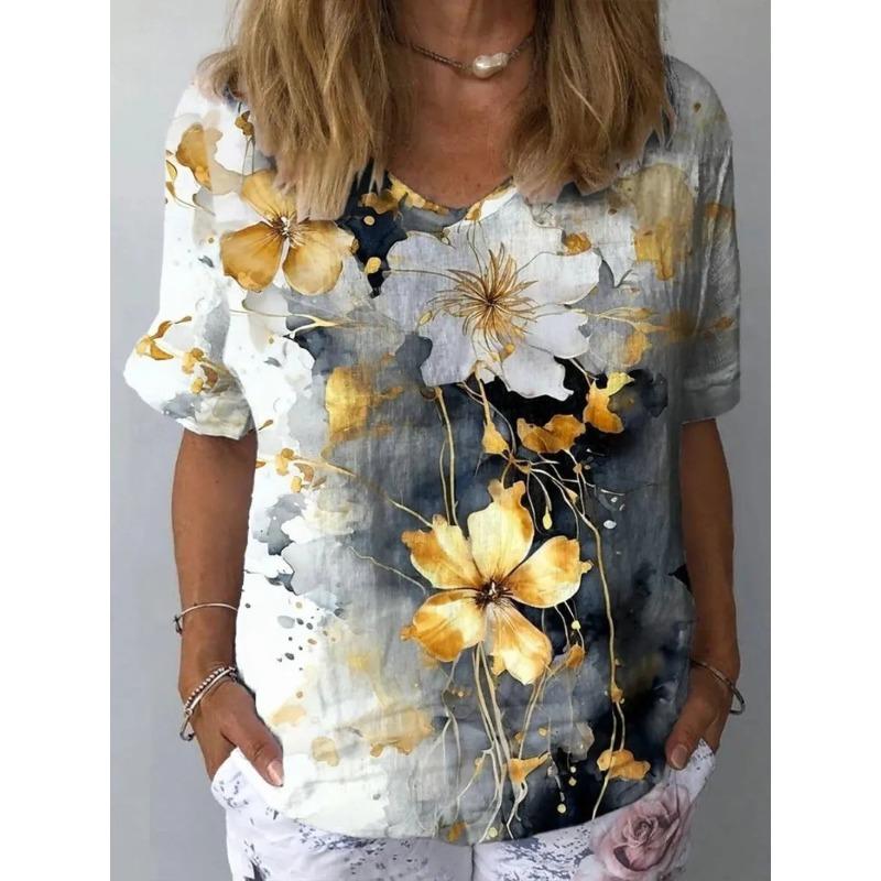 Summer Women s T-Shirt Floral Pattern Printing Beach Style Fashion Casual Short-Sleeved V-Neck Women s Clothing S
Summer Women s T-Shirt Floral Pattern Printing Beach Style Fashion Casual Short-Sleeved V-Neck Women s Clothing S