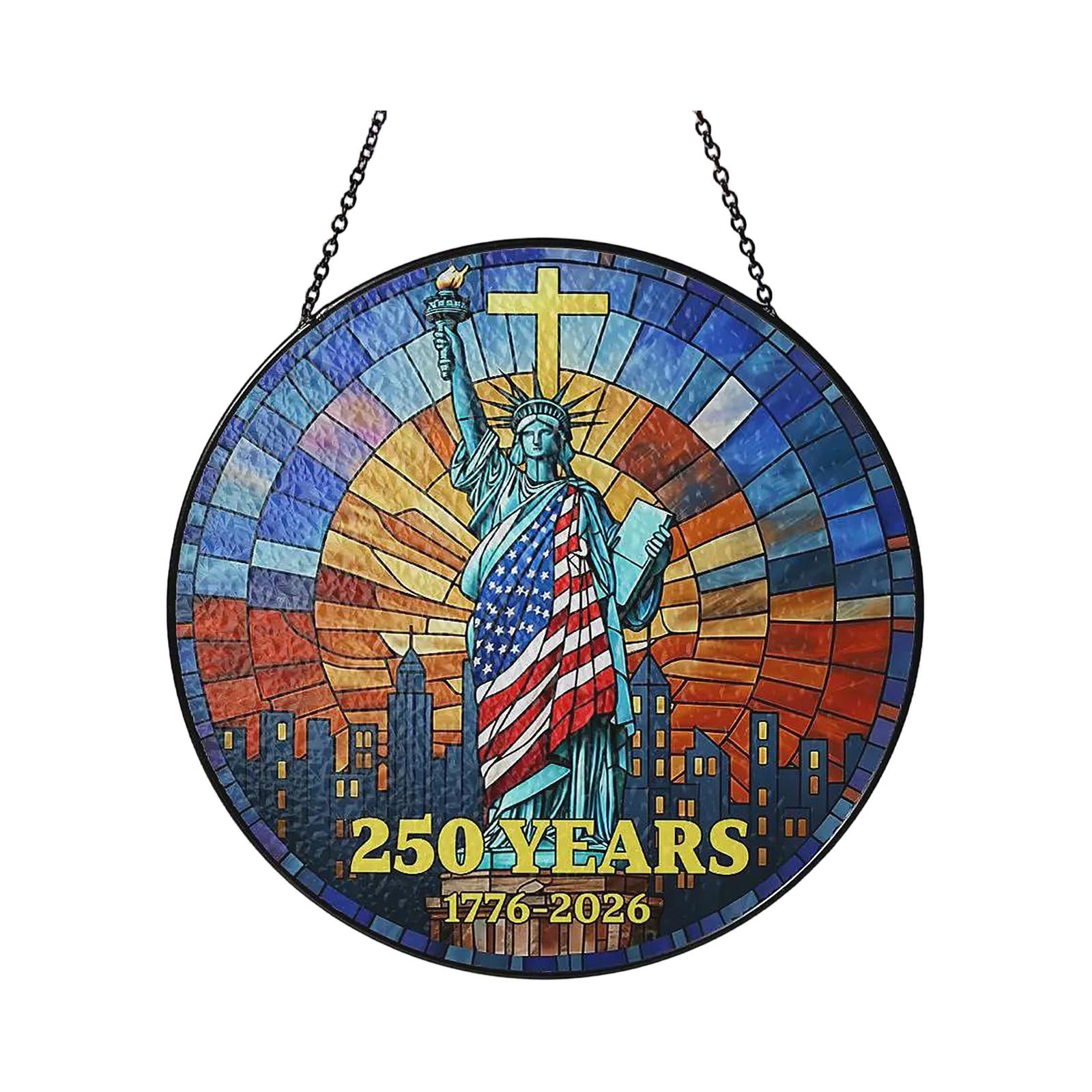 American 0th Anniversary Stained Glass Acrylic Suncatcher, Patriotic Flower Vase Window Hanging Decor One Size
American 0th Anniversary Stained Glass Acrylic Suncatcher, Patriotic Flower Vase Window Hanging Decor One Size