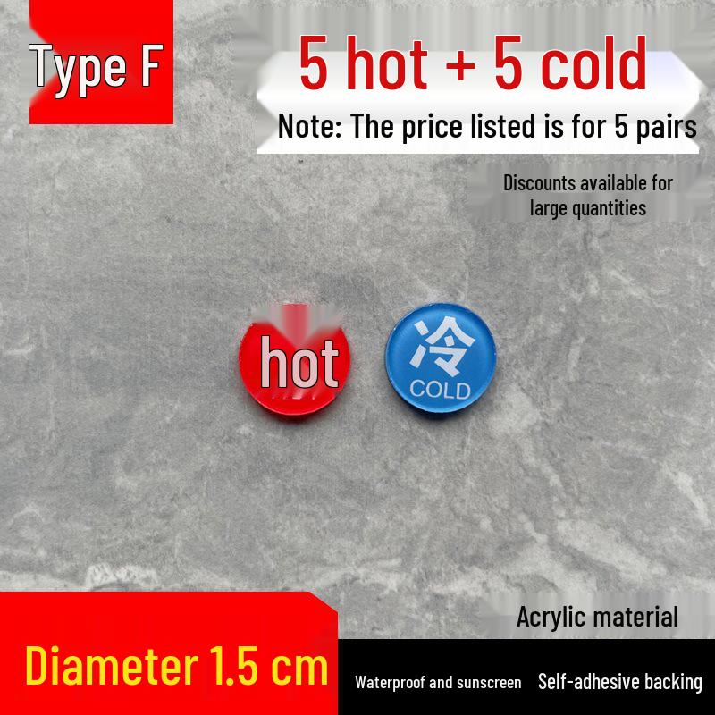 In-Stock Acrylic Hot & Cold Faucet Label Sticker for Hotel Bathroom
In-Stock Acrylic Hot & Cold Faucet Label Sticker for Hotel Bathroom