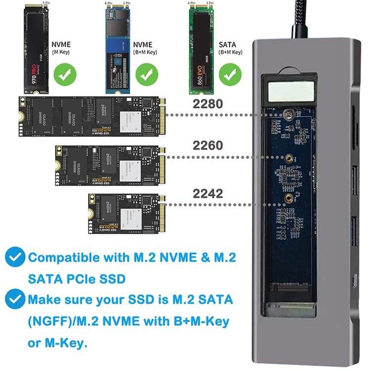 8 in 1 Multi-Port USB Type-C Hub NVME SATA M.2 Multi-function Hub Type-C Docking Station As Shown A
8 in 1 Multi-Port USB Type-C Hub NVME SATA M.2 Multi-function Hub Type-C Docking Station As Shown A