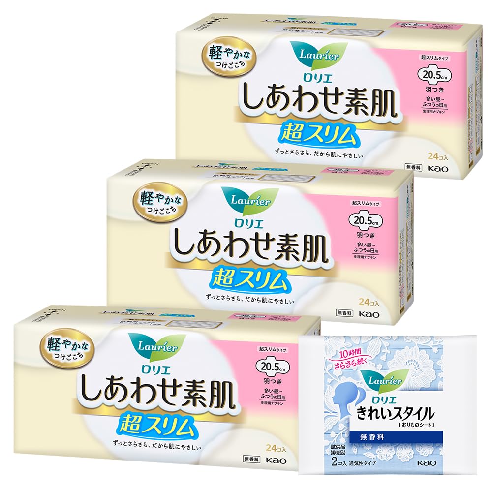 Laurier Happy Skin Super Slim Normal Daily Use с крыльями 24 шт. x 3 набора Бонус 20,5 см (72 шт.) +
Laurier Happy Skin Super Slim Normal Daily Use с крыльями 24 шт. x 3 набора Бонус 20,5 см (72 шт.) +
